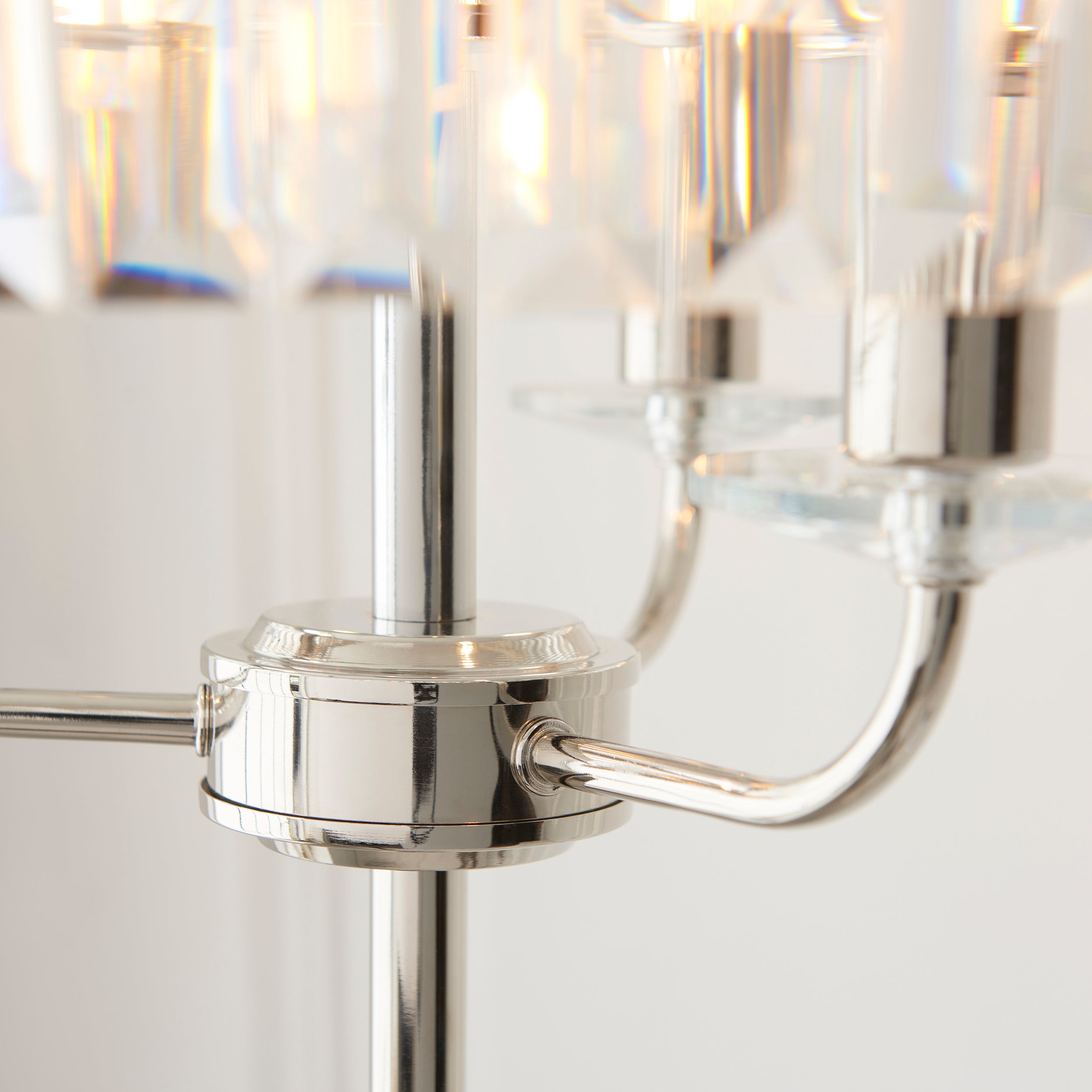 Ealing 3 Light Round Nickel & Clear Cut Glass Floor Lamp