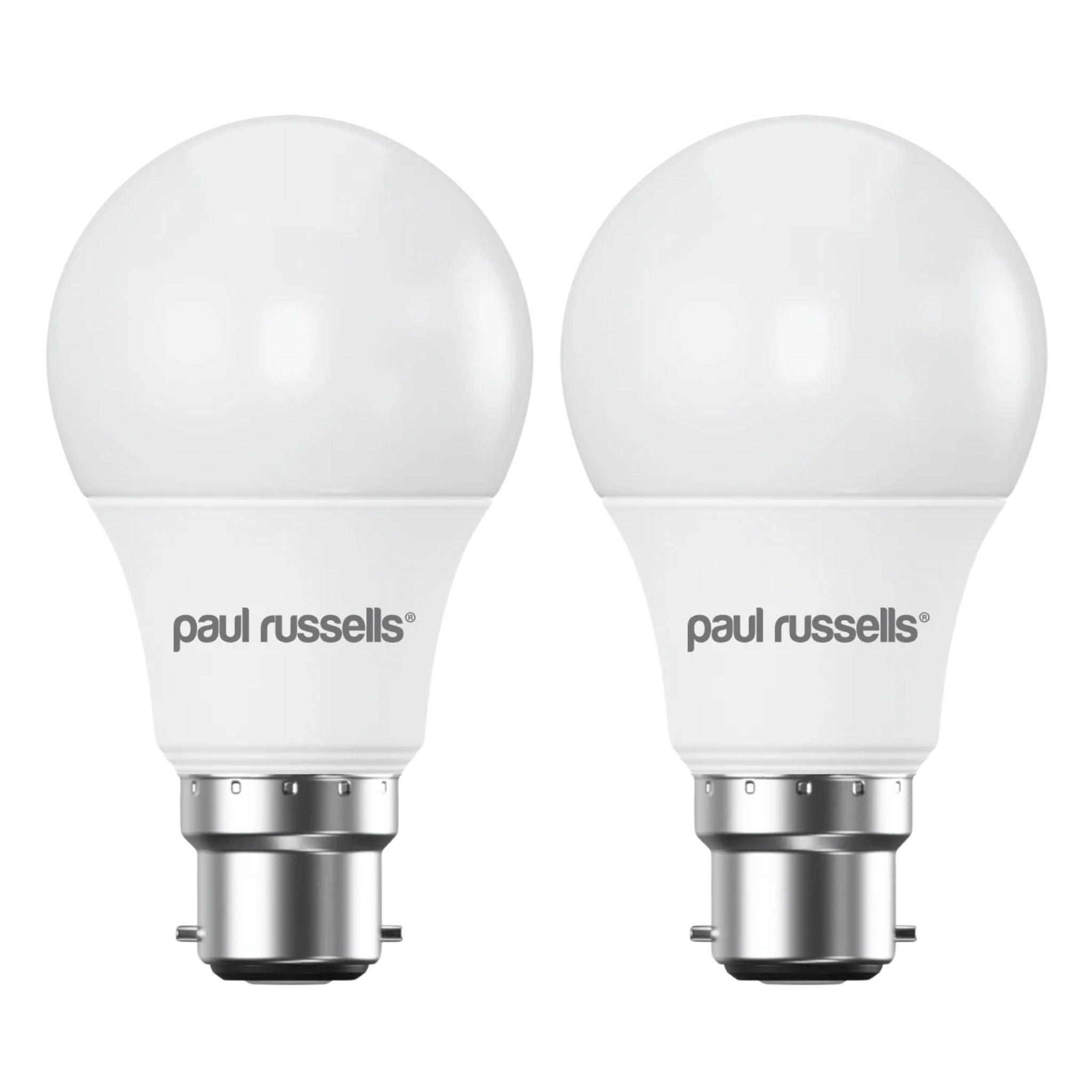 2 X LED Dimmable B22 8.5W (60W) Warm White GLS Bayonet Cap Light Bulbs