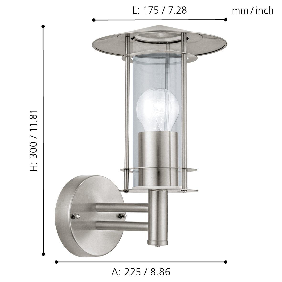 eglo lisio ip44 stainless steel outdoor wall light kitchen lighting