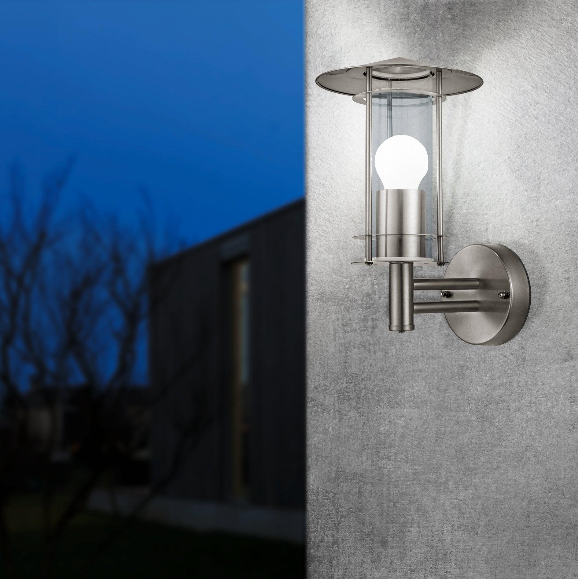 eglo lisio ip44 stainless steel outdoor wall light