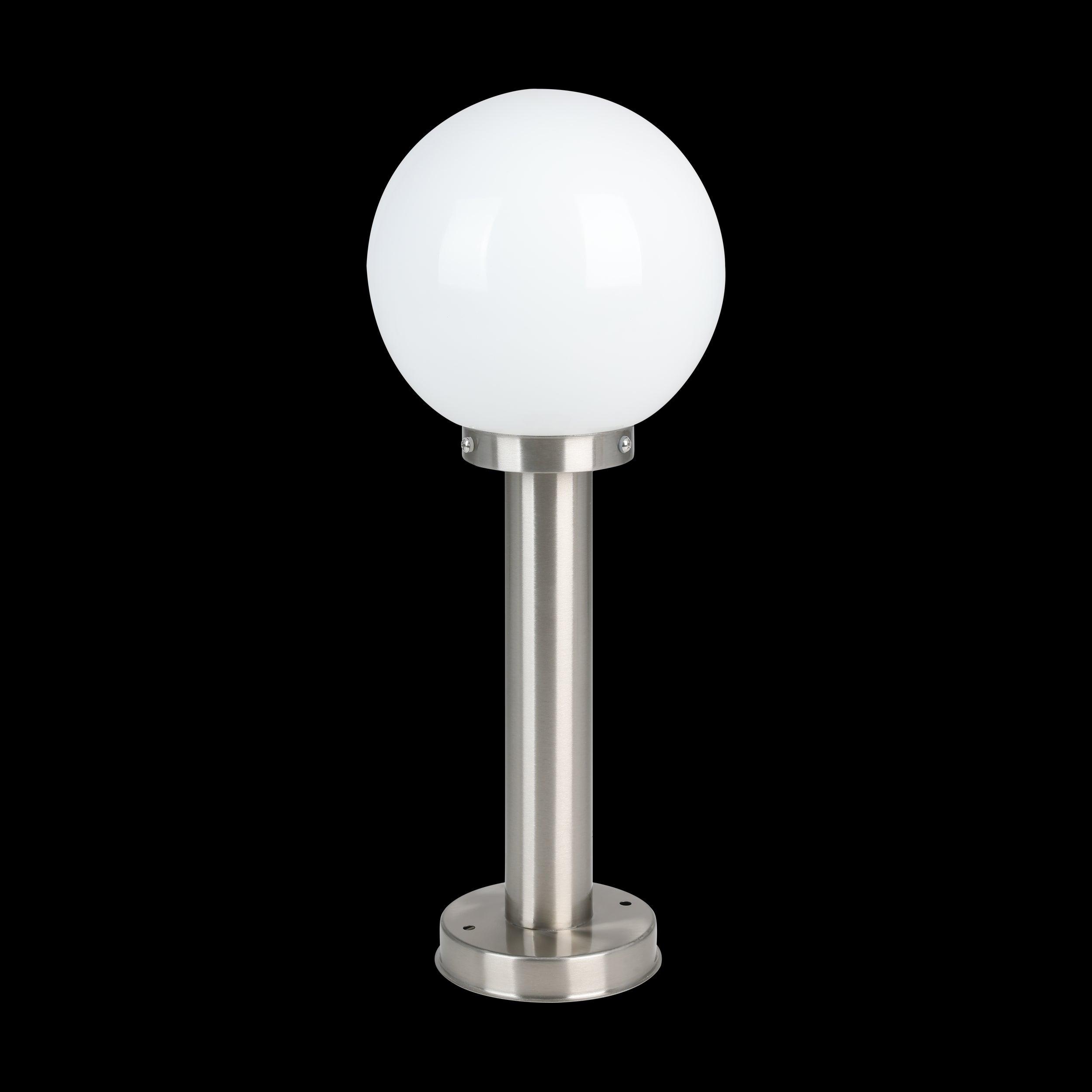 eglo nisia silver driveway pillar with white glass globe shade ip44 living room image
