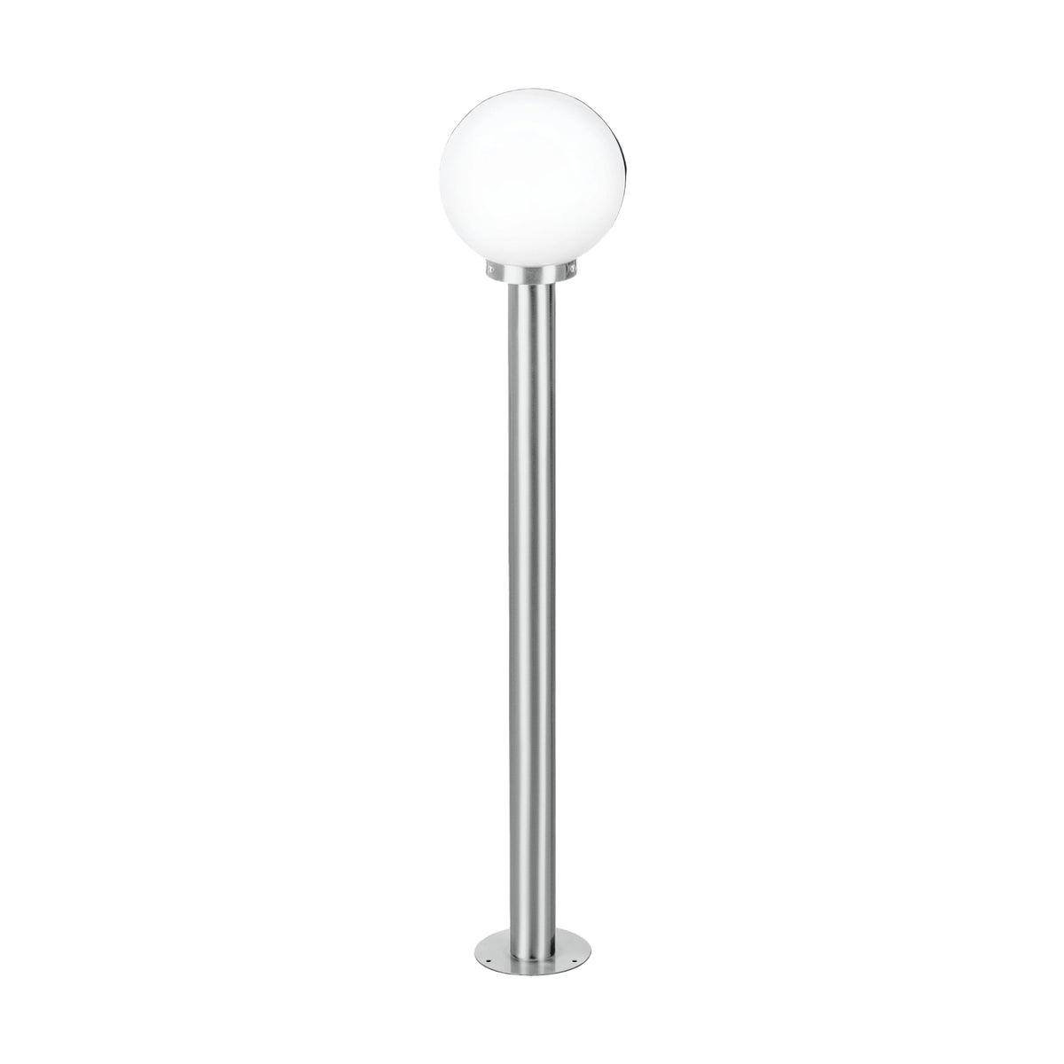 eglo nisia silver driveway pillar with white glass globe shade 100cm living room image