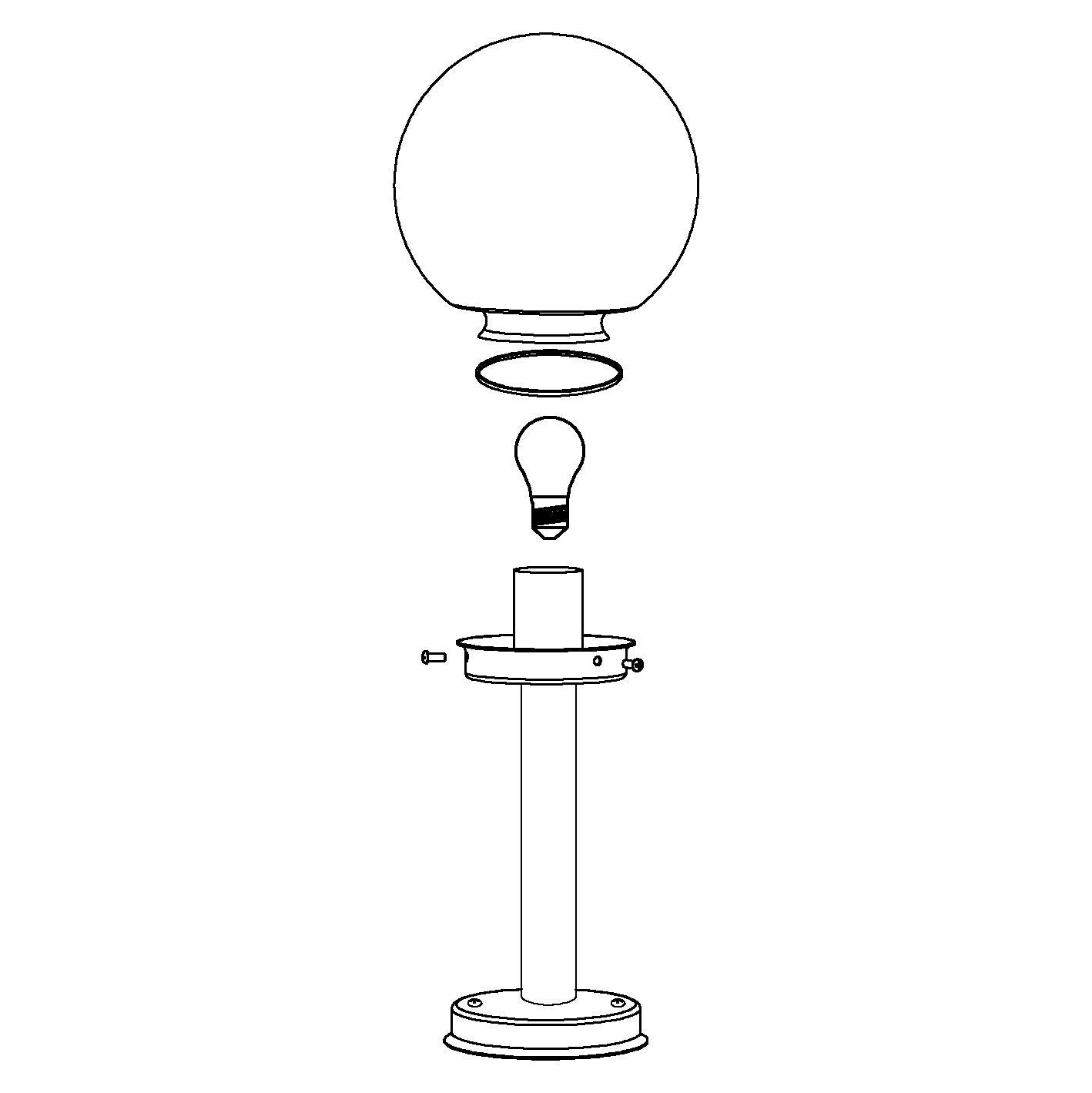 eglo nisia silver driveway pillar with white glass globe shade 100cm Kitchen Lighting Close Up