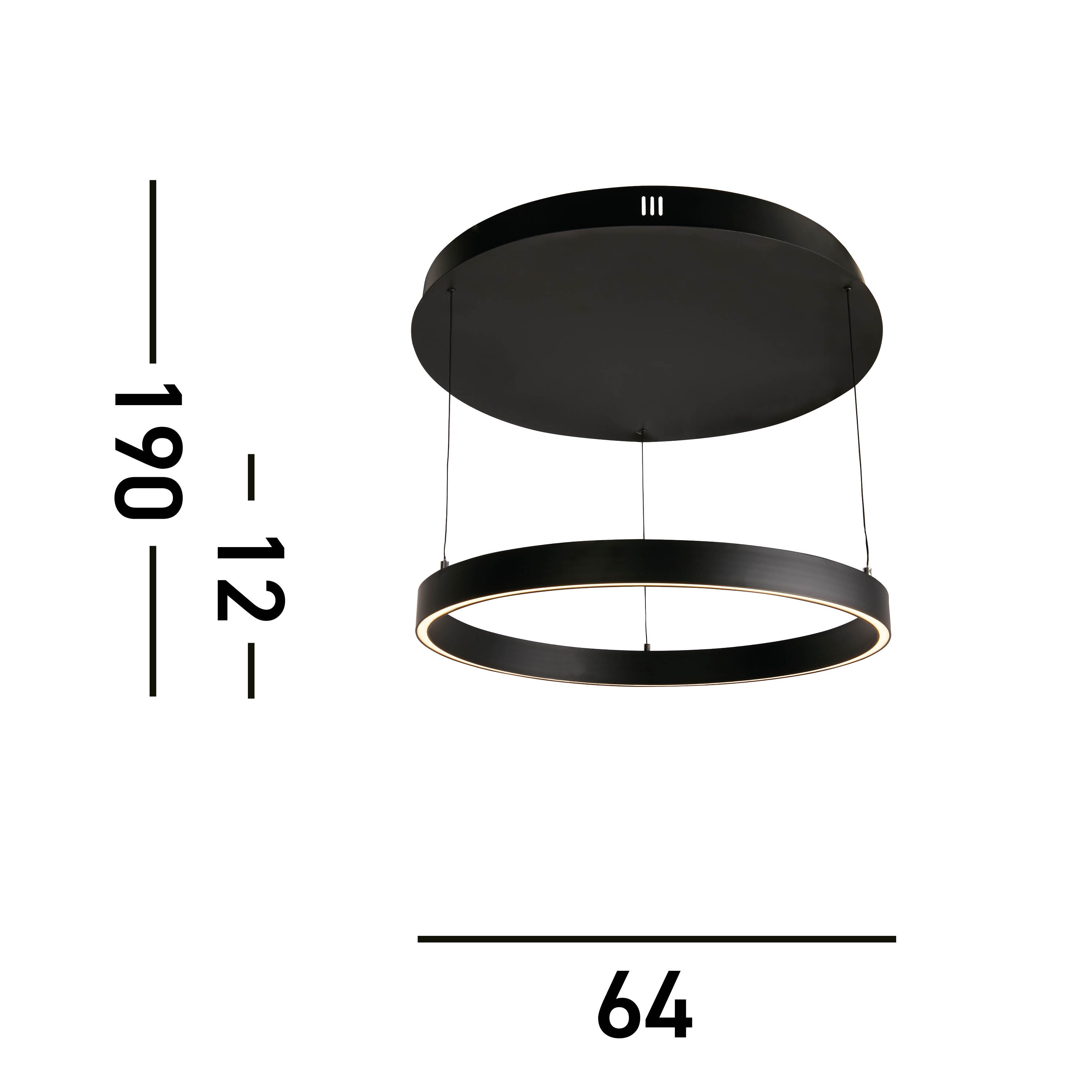 Searchlight Layla Gesture Control Black LED Round Pendant - 64cm