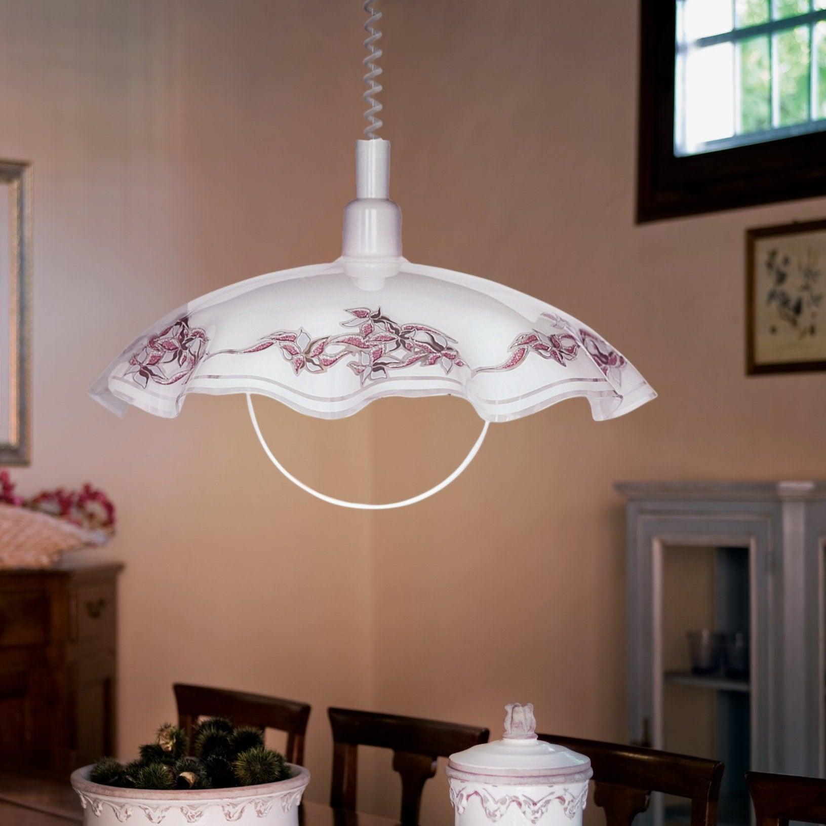 eglo vetro floral patterned white glass ceiling pendant