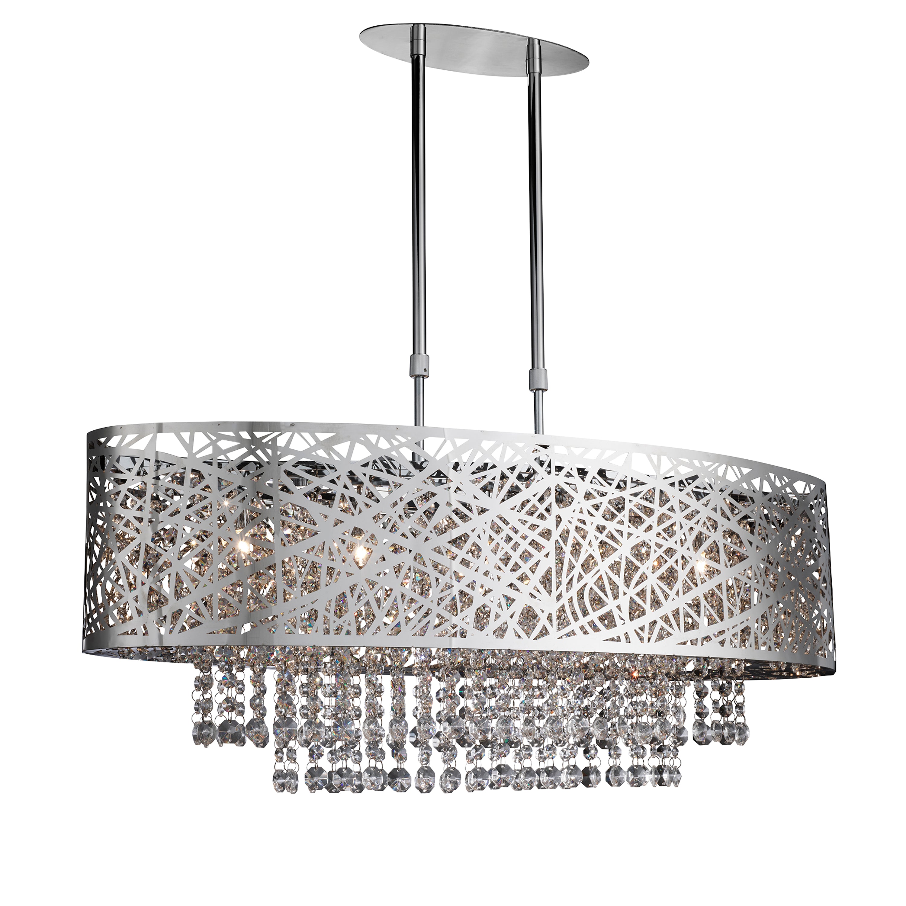 Searchlight Mica 5 Light Chrome & Crystal Semi-Flush