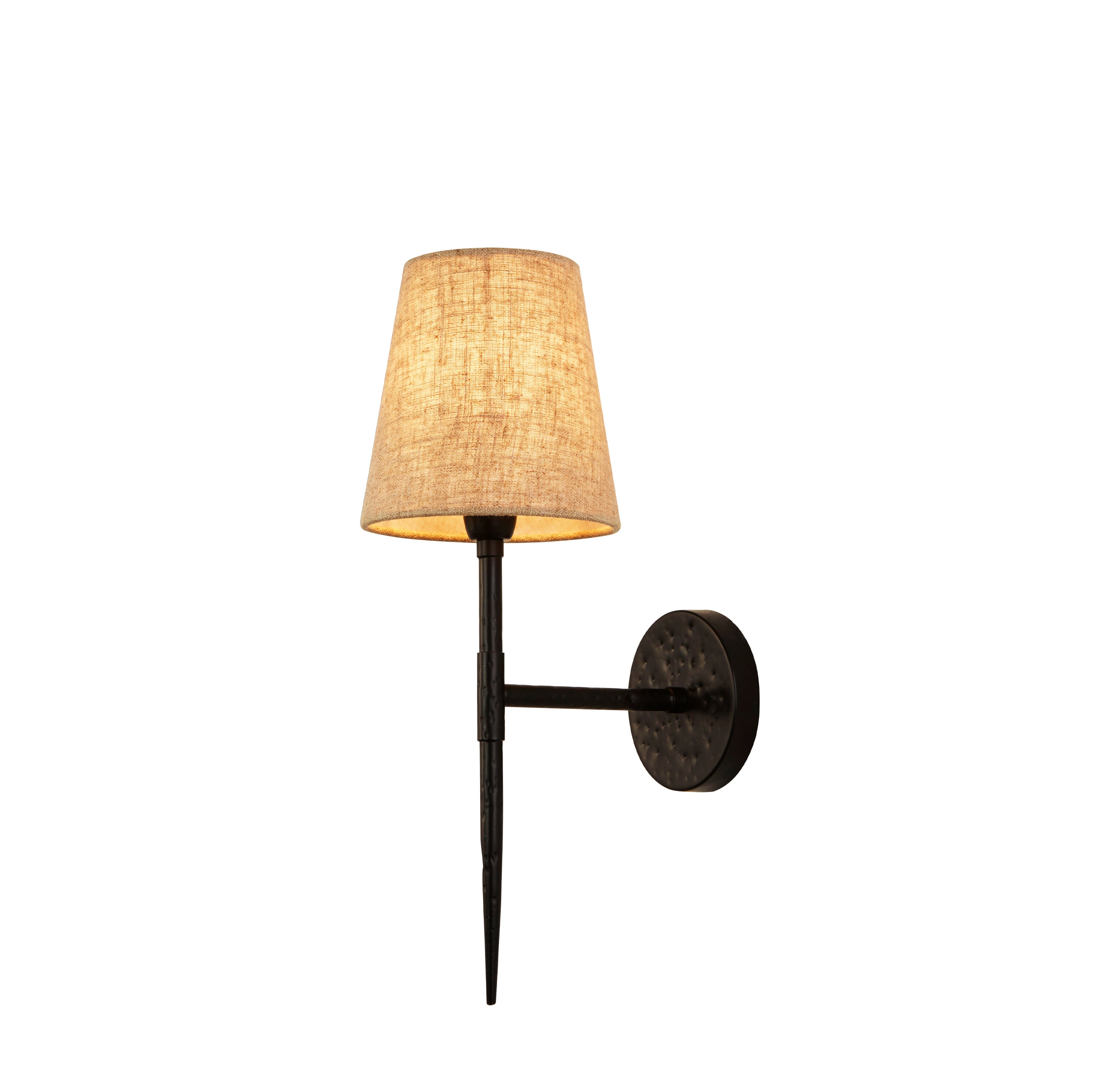Searchlight Gothic Black Wall Light With Linen Shade