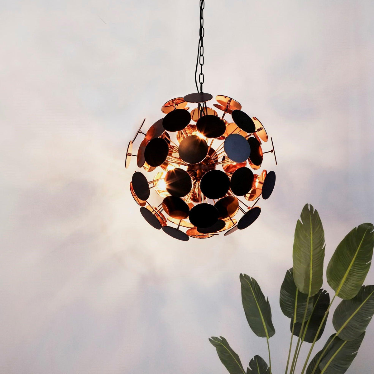 Searchlight Discus 4 Light Black & Gold Ceiling Pendant-warehouse-180926