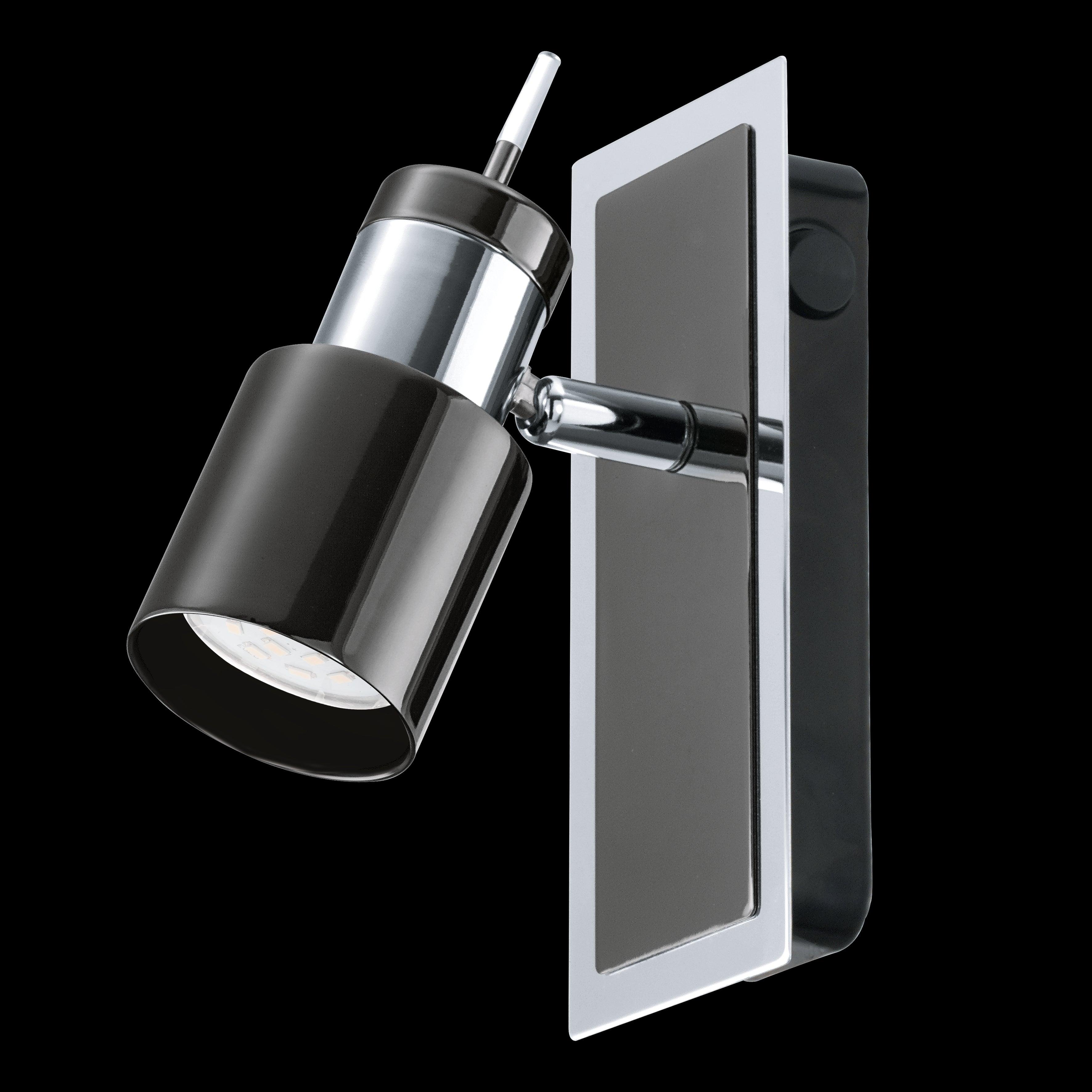 eglo davida 1 black nickel chrome wall spotlight living room close up