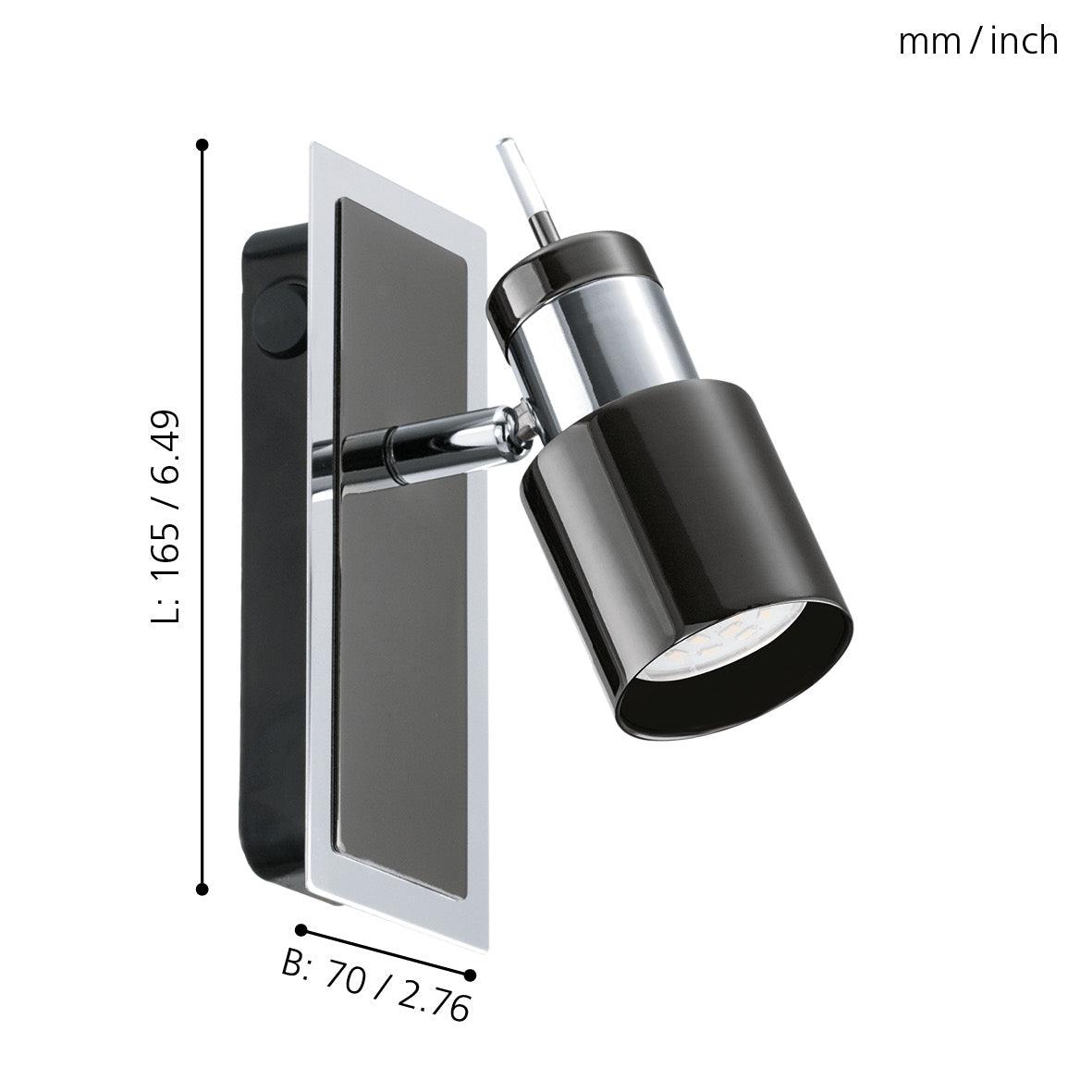 eglo davida 1 black nickel chrome wall spotlight kitchen lighting