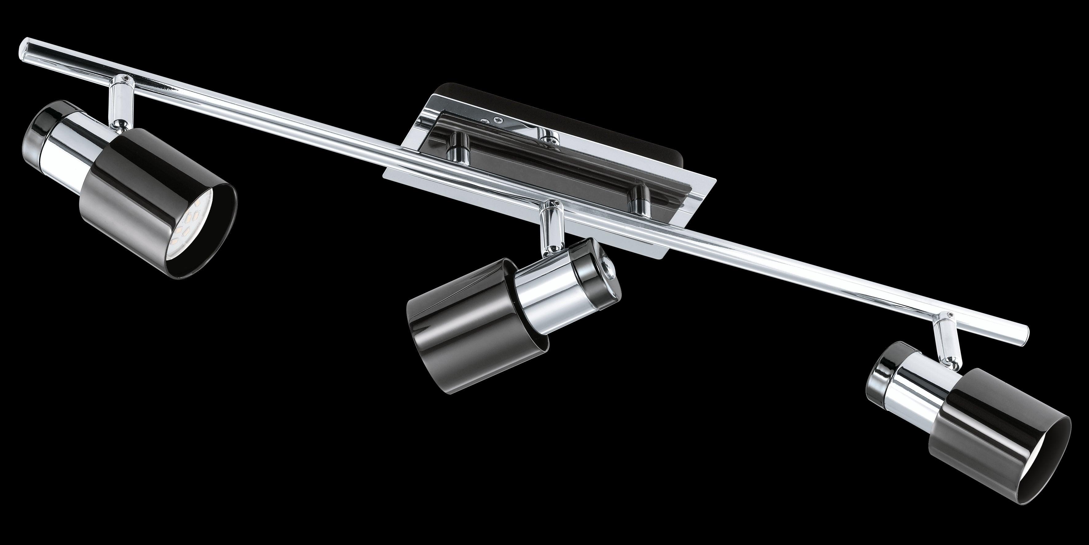eglo davida 1 black nickel chrome 3 light bar spotlight living room image