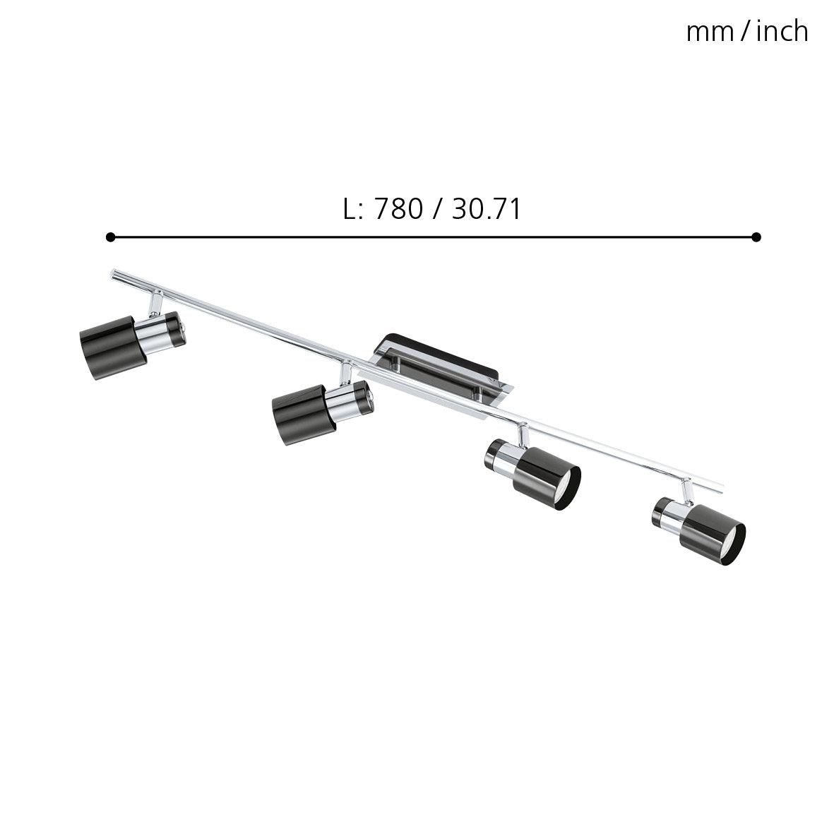 eglo davida 1 black nickel chrome 4 light bar spotlight Kitchen Lighting Close Up