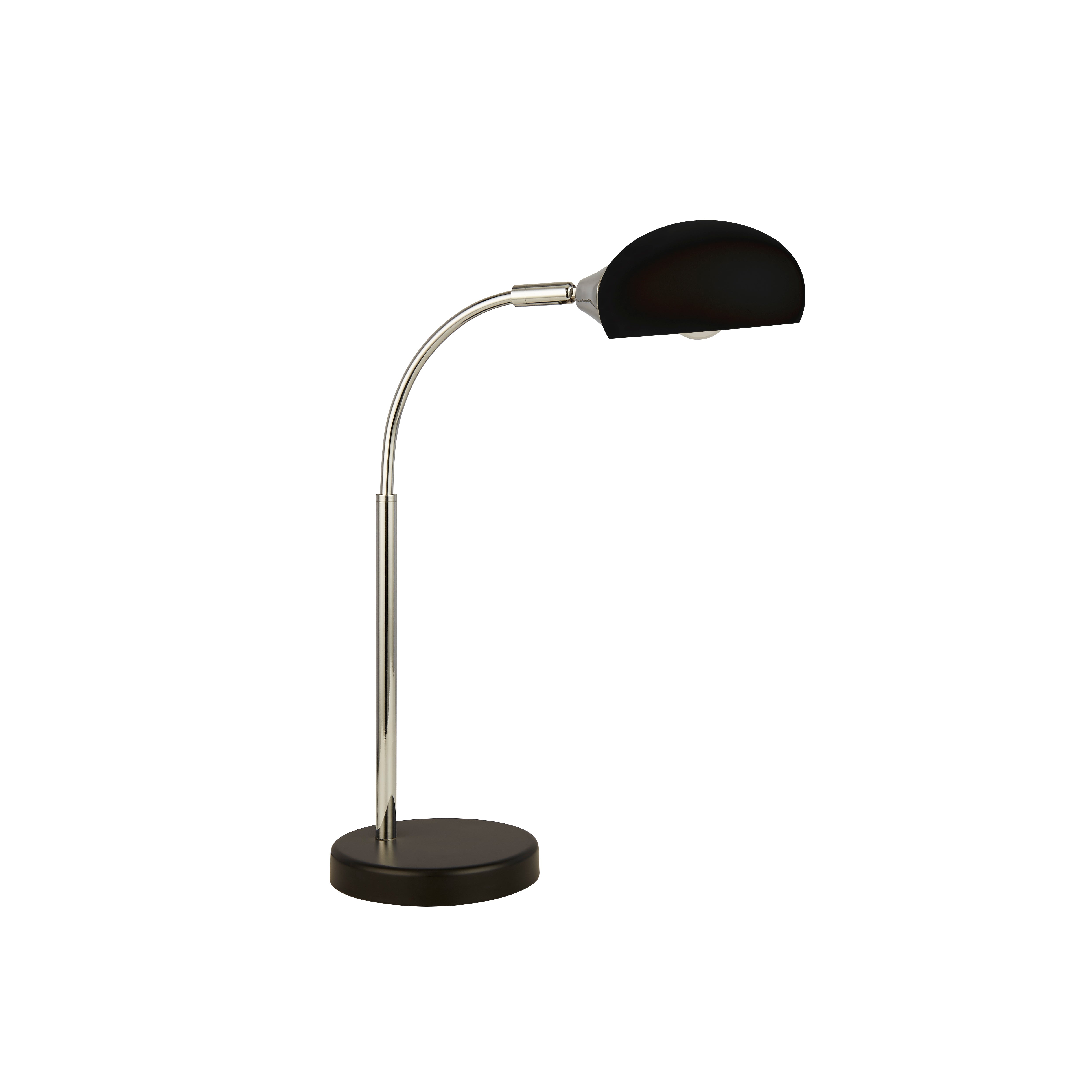 Searchlight Astro Black & Chrome Table Lamp - Black Glass Shade