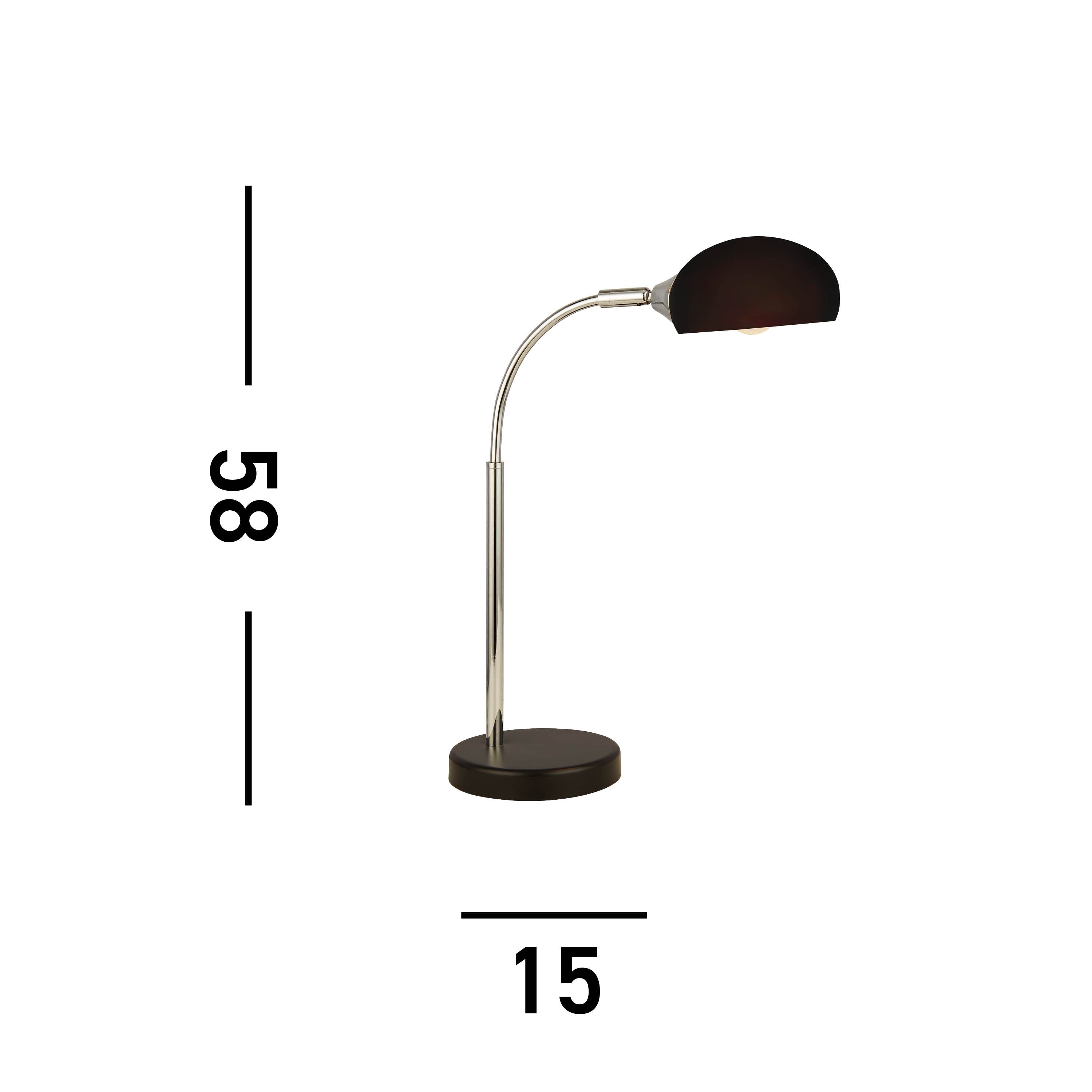 Searchlight Astro Black & Chrome Table Lamp - Black Glass Shade
