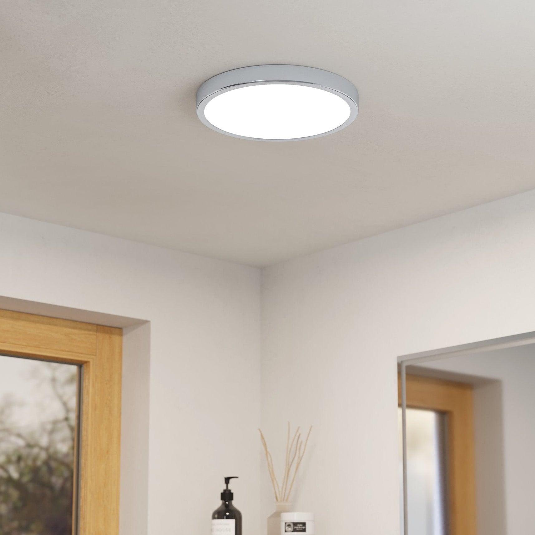 eglo fueva 5 led chrome ip44 flush ceiling light