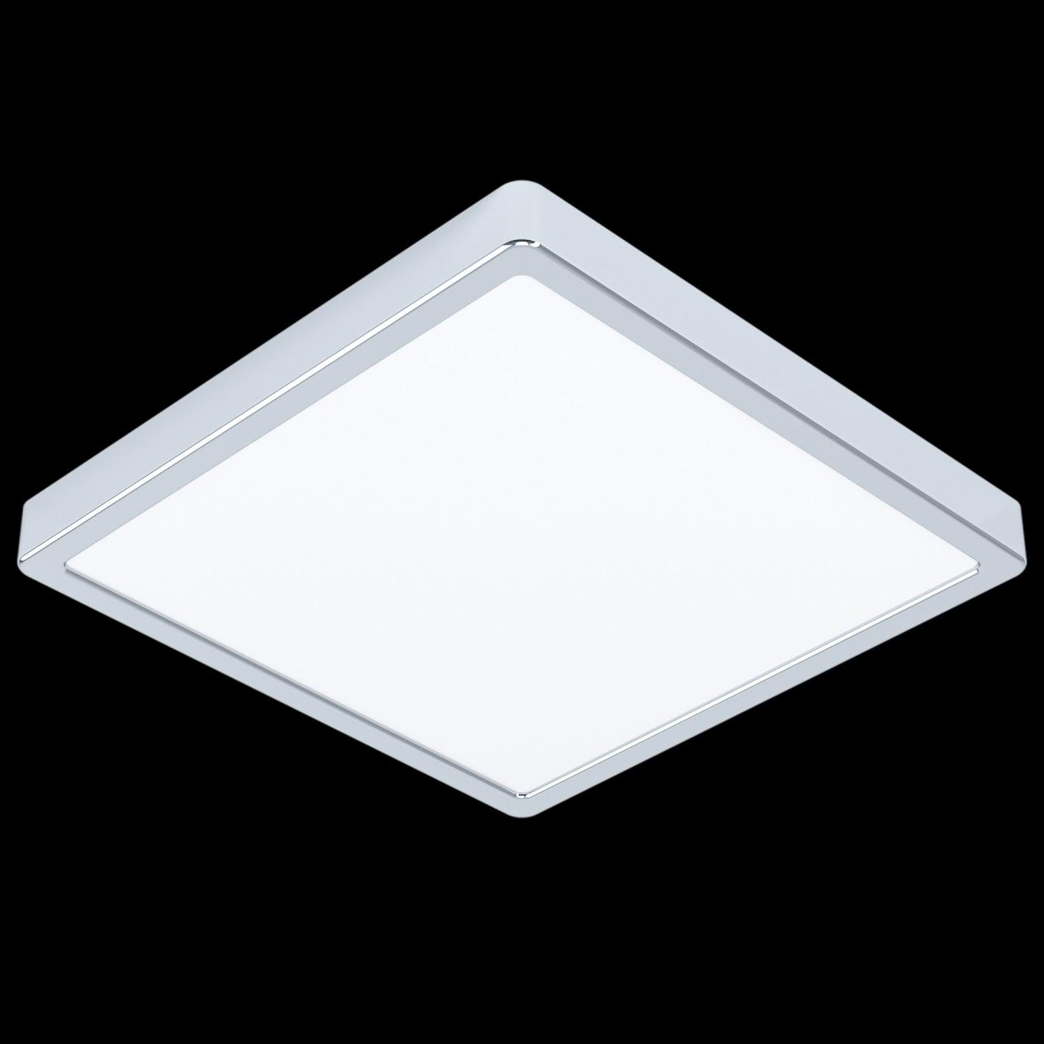 eglo fueva 5 led chrome square ip44 flush ceiling light