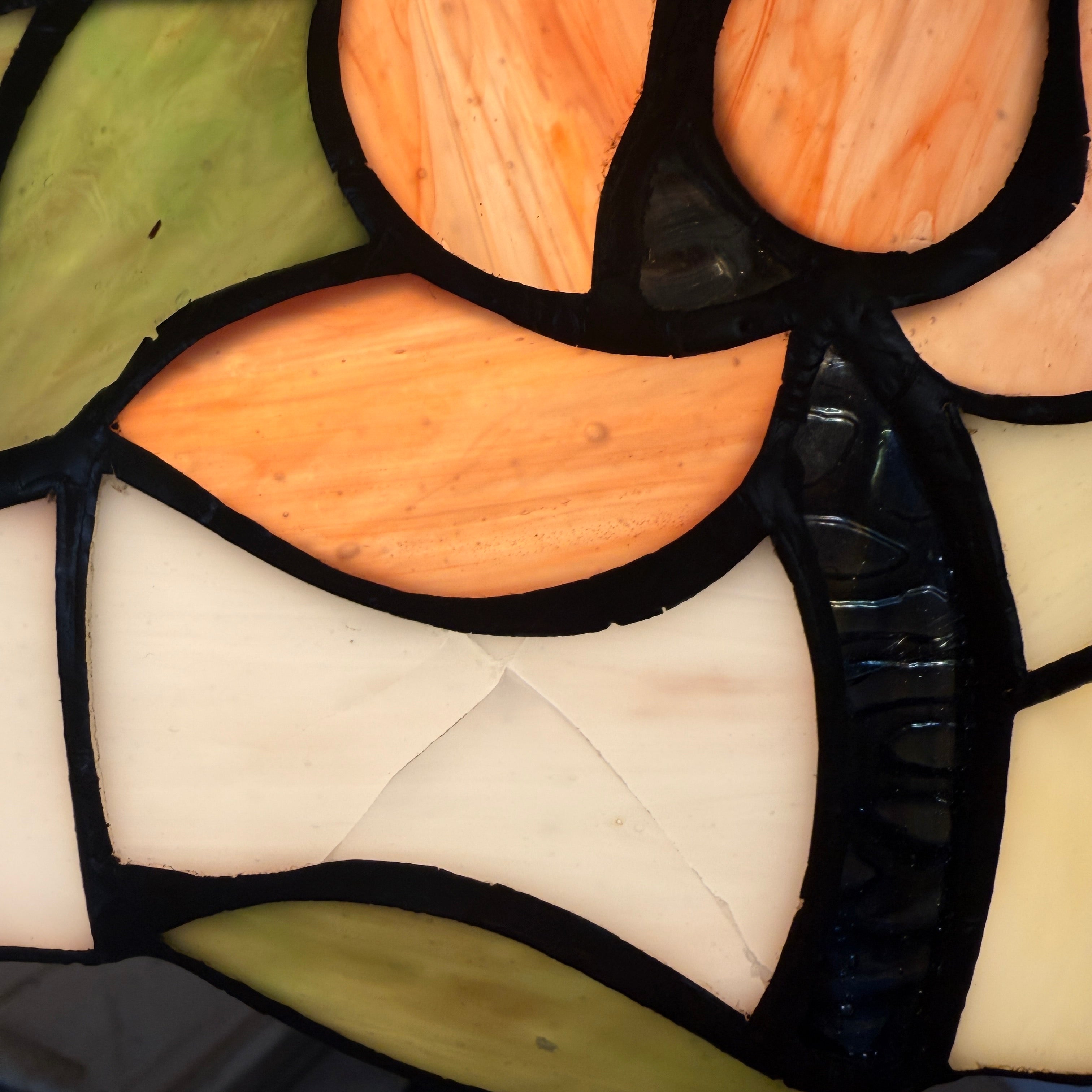 Border Medium Tiffany Ceiling Light - Single Bulb Fitting-cracked-110326