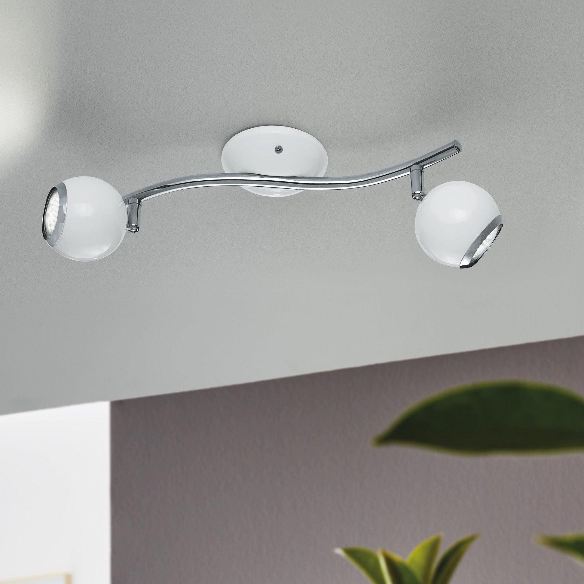 eglo bimeda 2 light white chrome spotlight living room image