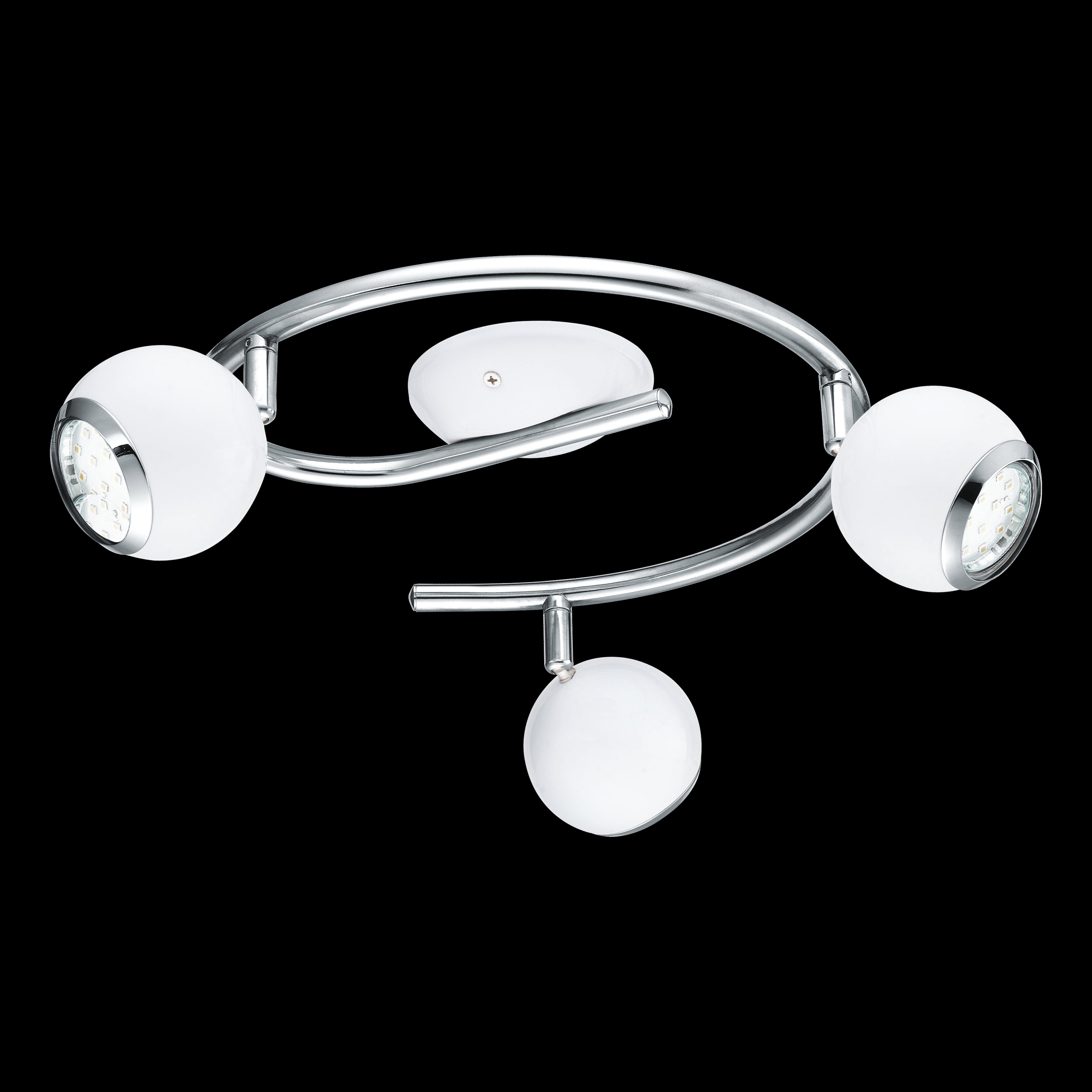 eglo bimeda 3 light white chrome spotlight living room close up