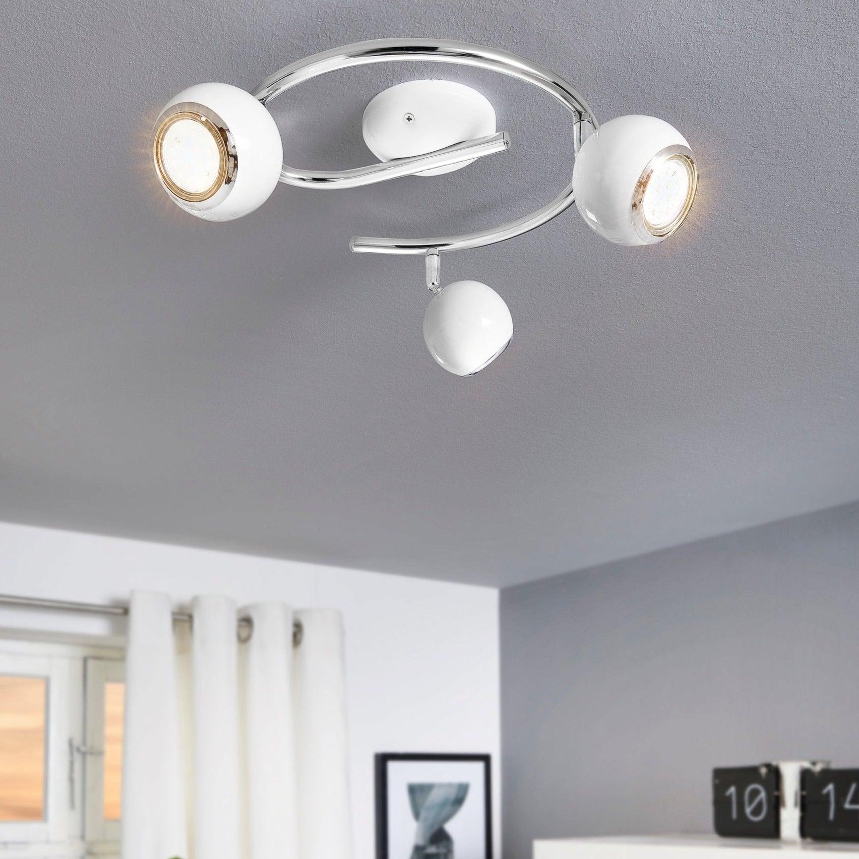 eglo bimeda 3 light white chrome spotlight