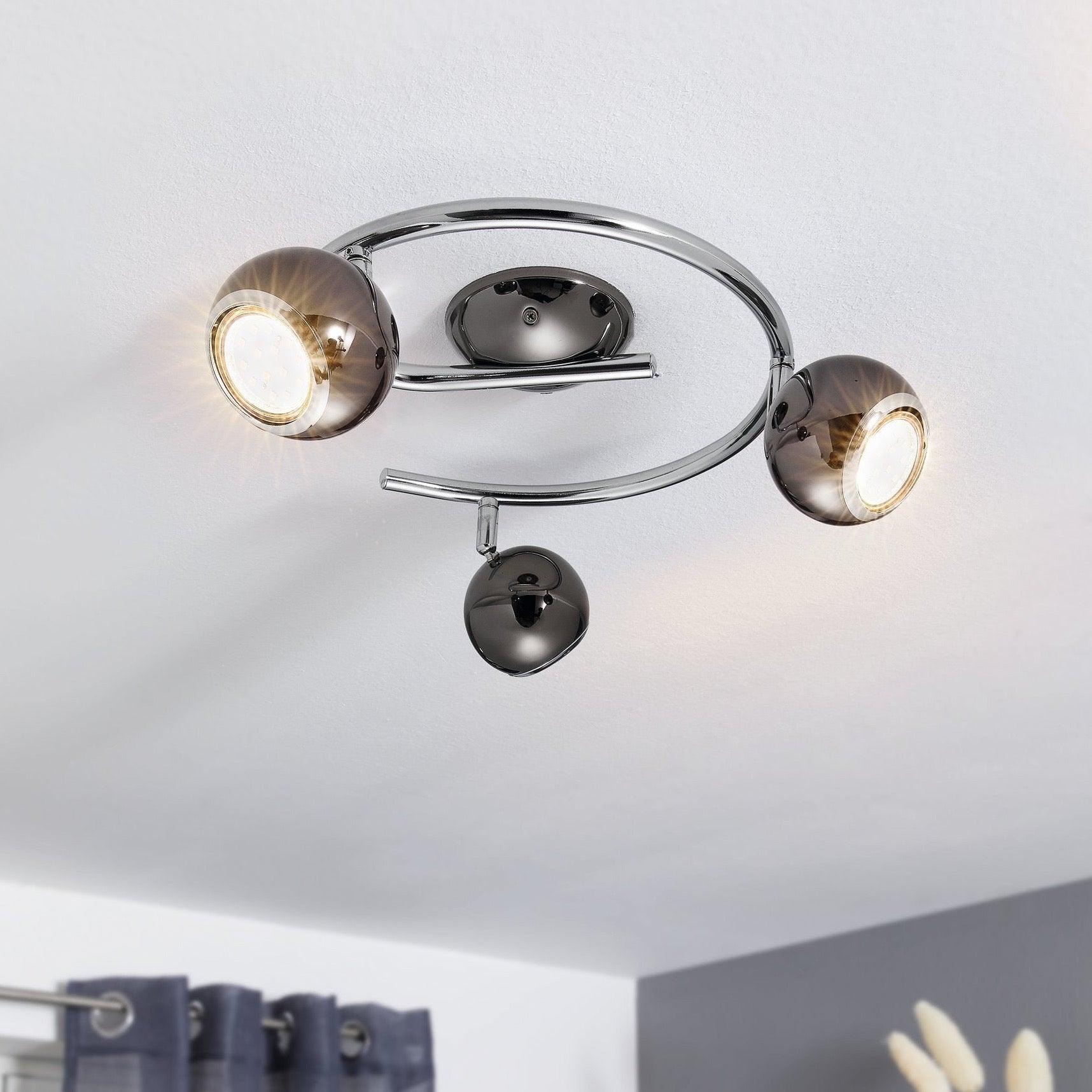 eglo bimeda 3 light black nickel chrome spotlight