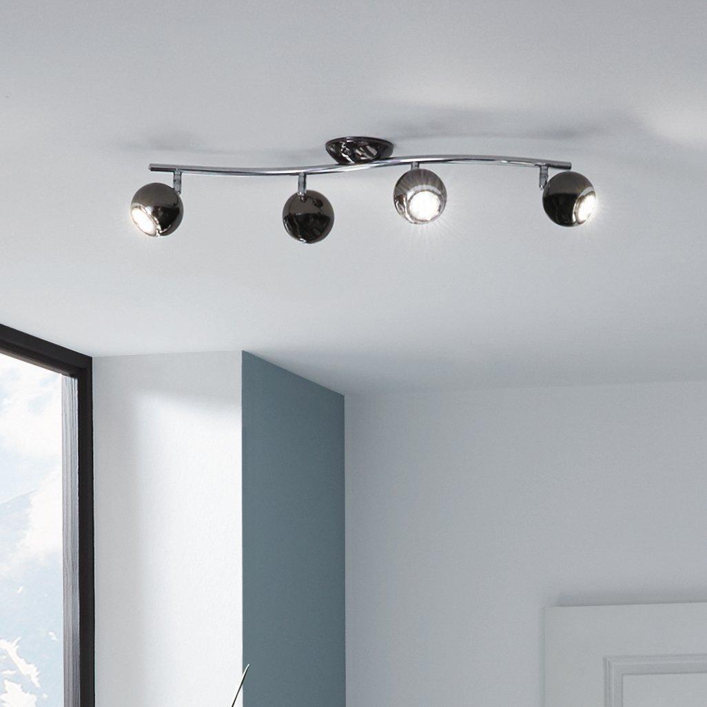 eglo bimeda 4 light black nickel chrome bar spotlight living room image