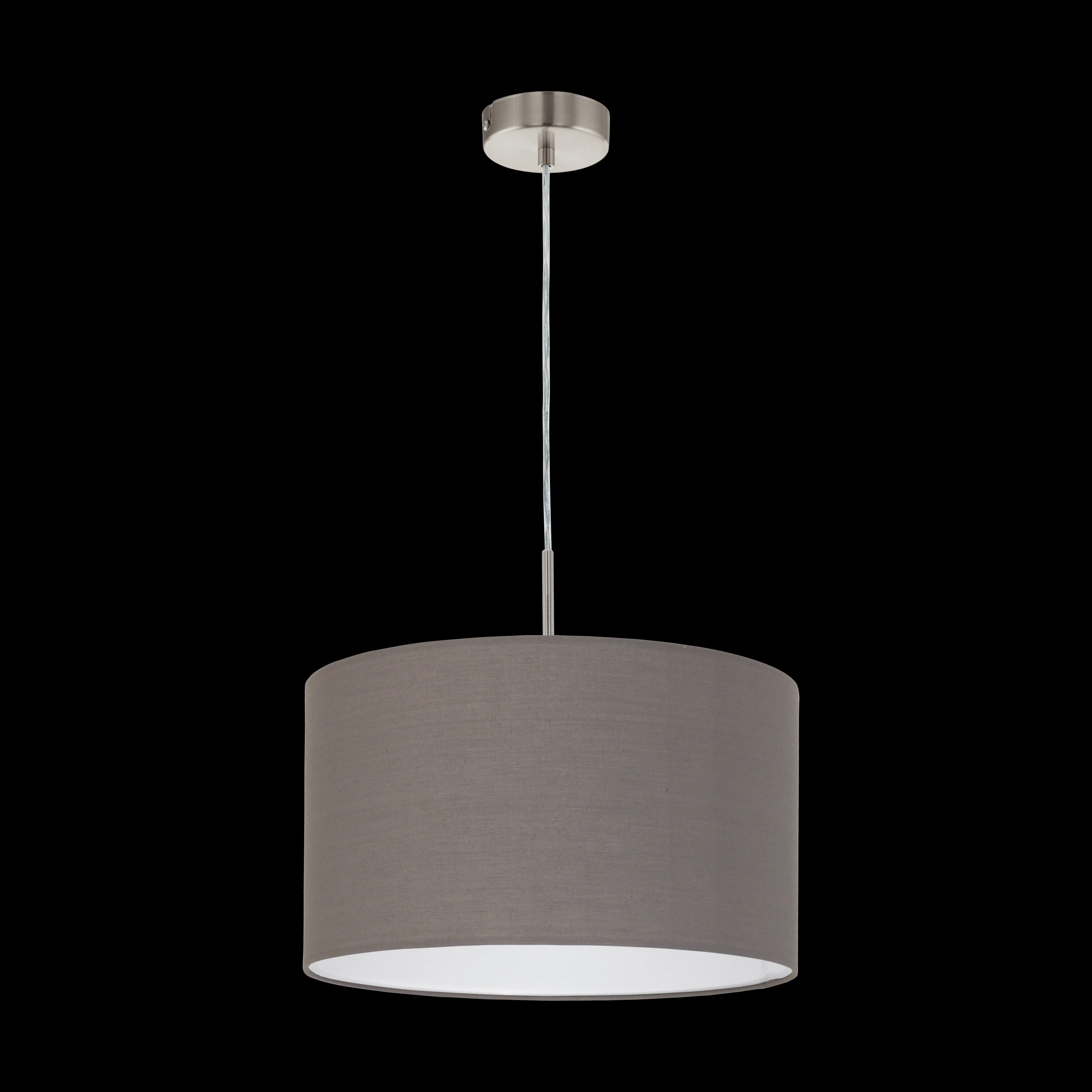 eglo pasteri nickel ceiling pendant with brown fabric shade 38cm kitchen lighting