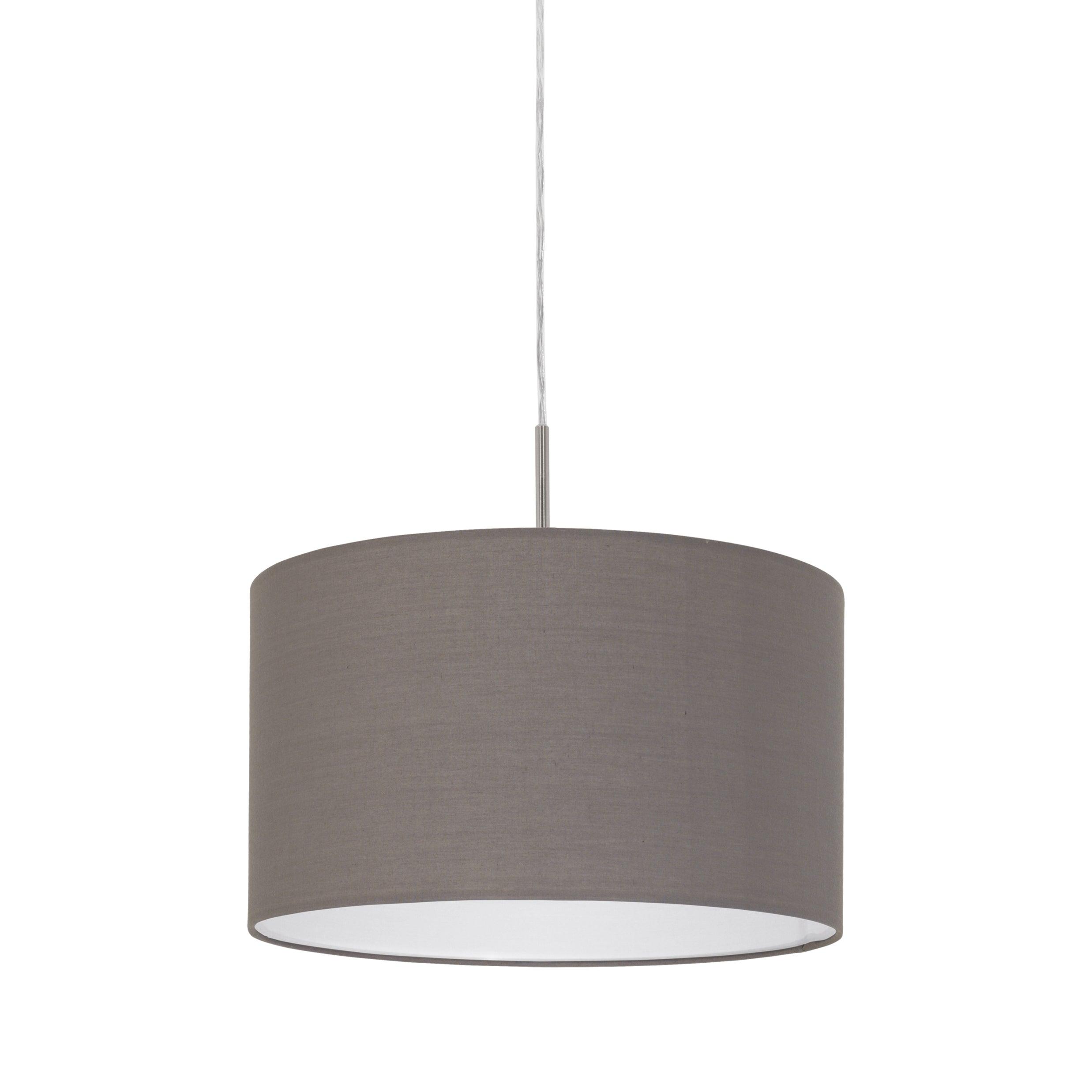 eglo pasteri nickel ceiling pendant with brown fabric shade 38cm hallway lighting