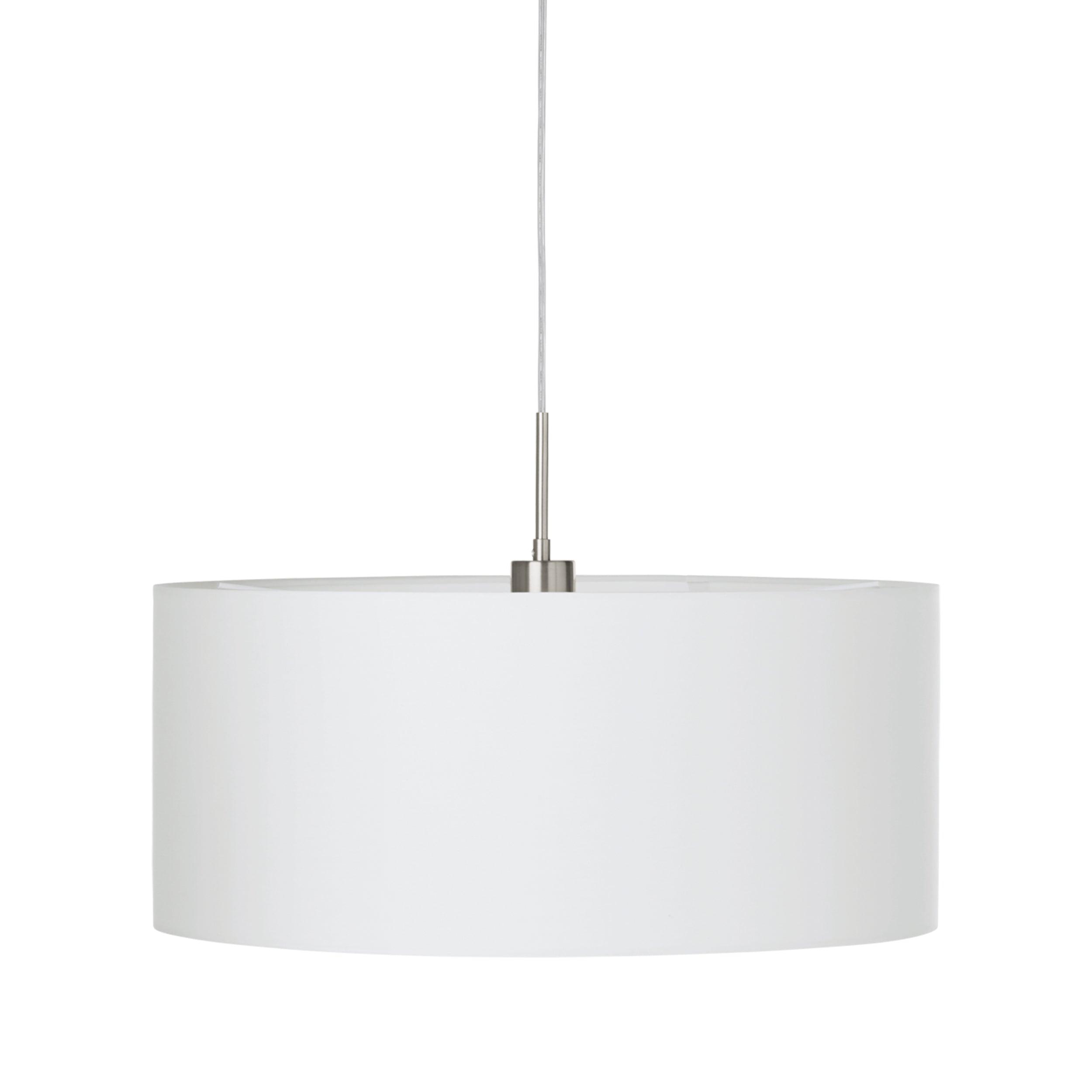 eglo pasteri nickel ceiling pendant with fabric white shade 53cm kitchen lighting