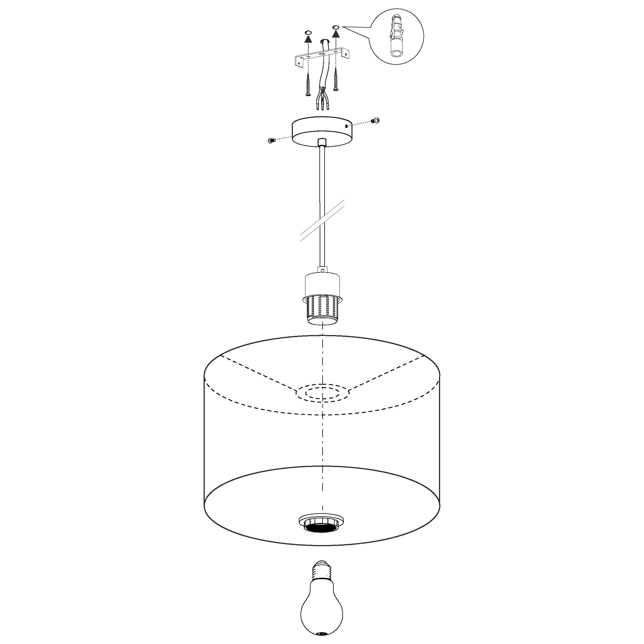 eglo pasteri nickel ceiling pendant with fabric white shade 53cm Kitchen Lighting Close Up