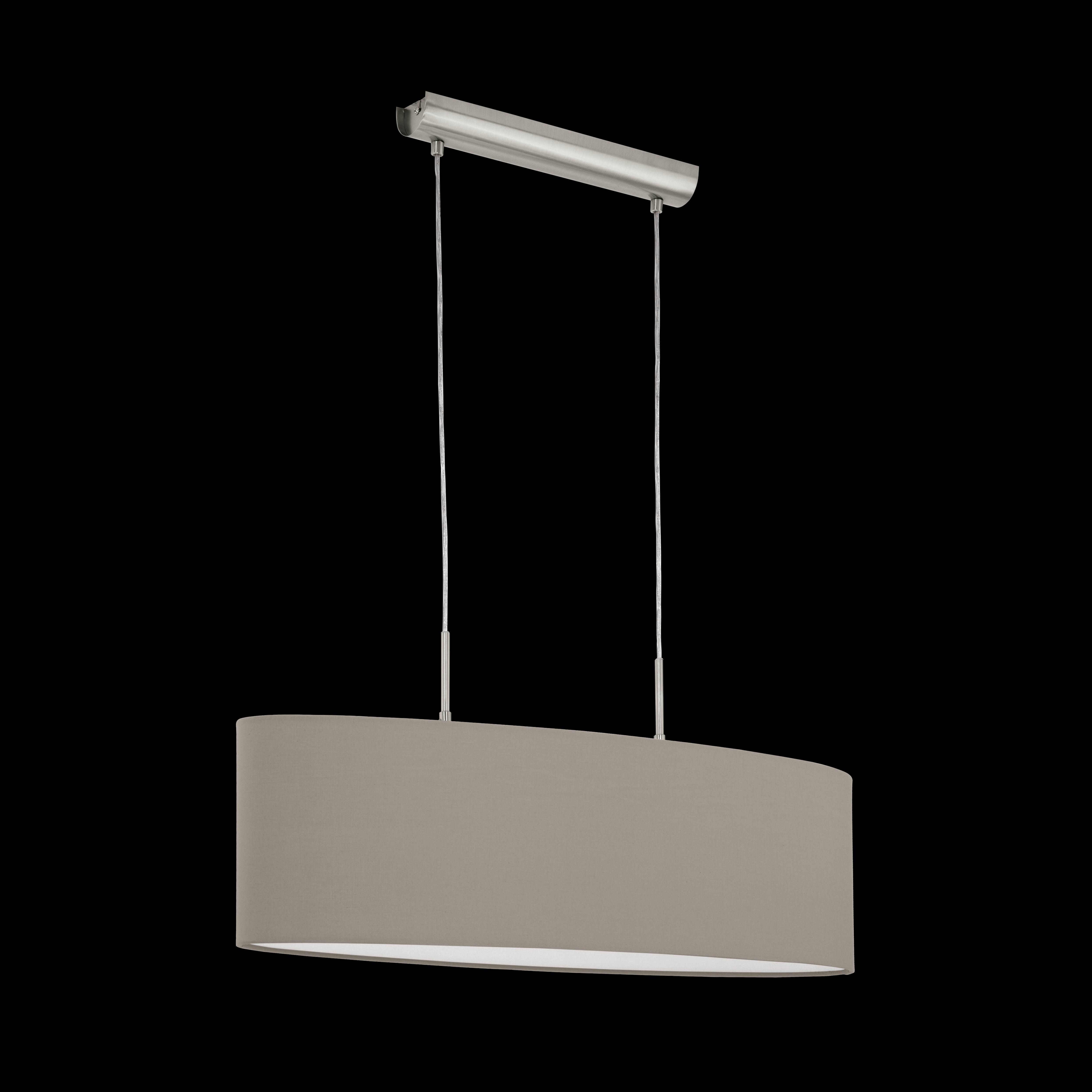 eglo pasteri nickel ceiling pendant with oval taupe shade 75cm living room image