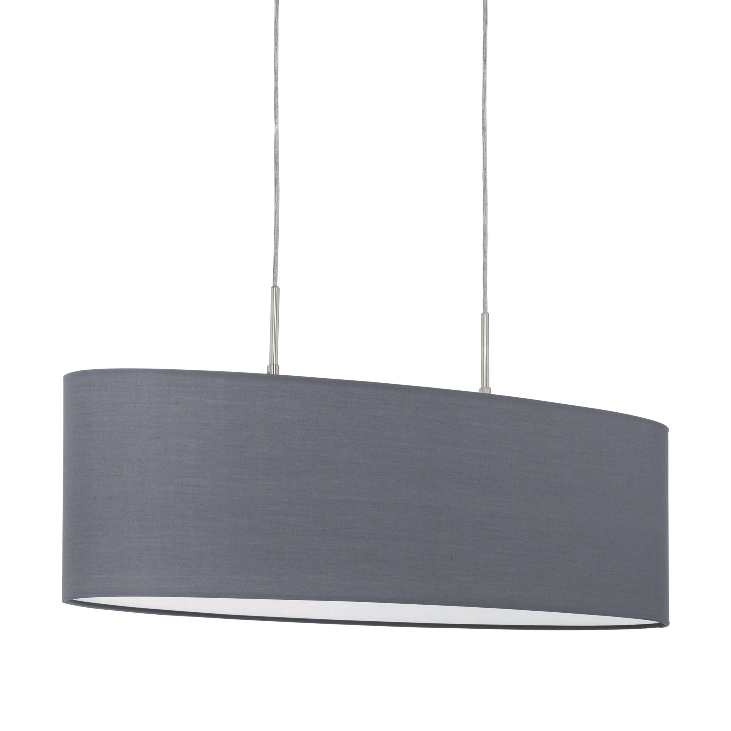 eglo pasteri nickel ceiling pendant with oval grey shade 75cm kitchen lighting