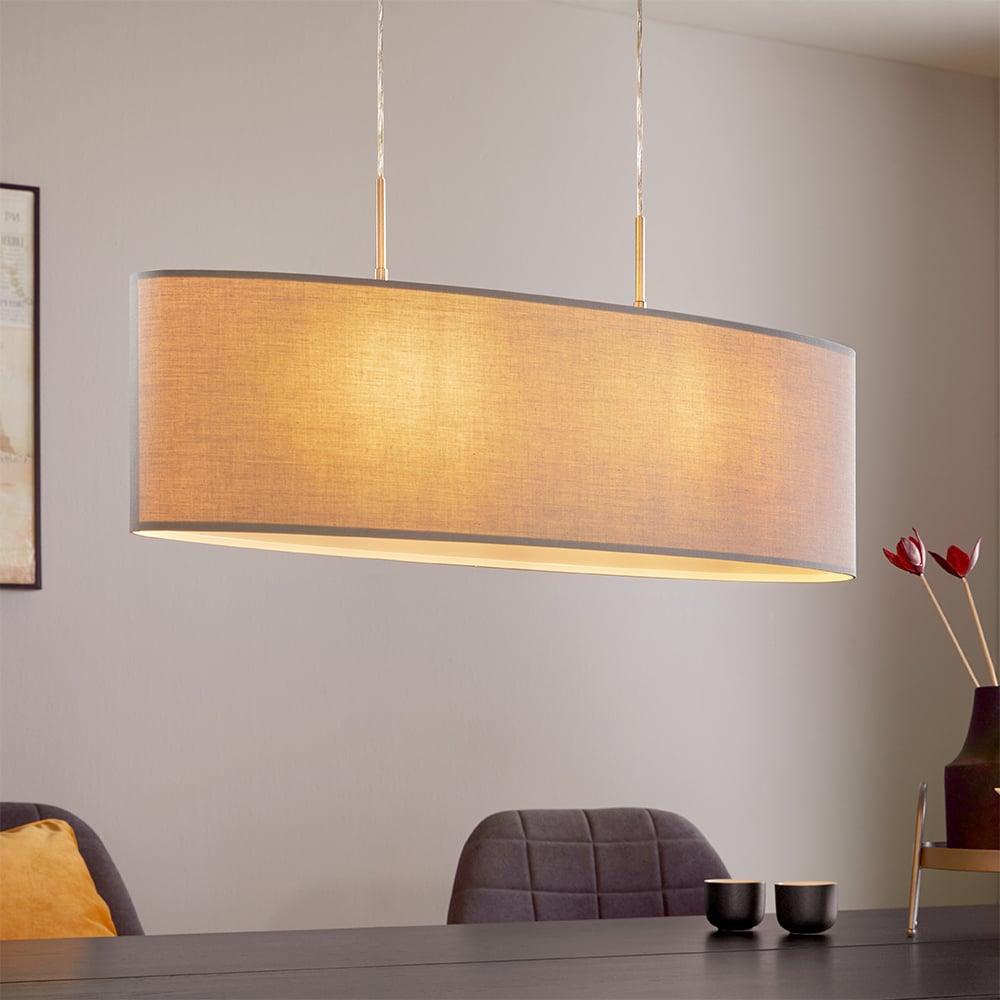 eglo pasteri nickel ceiling pendant with oval grey shade 75cm