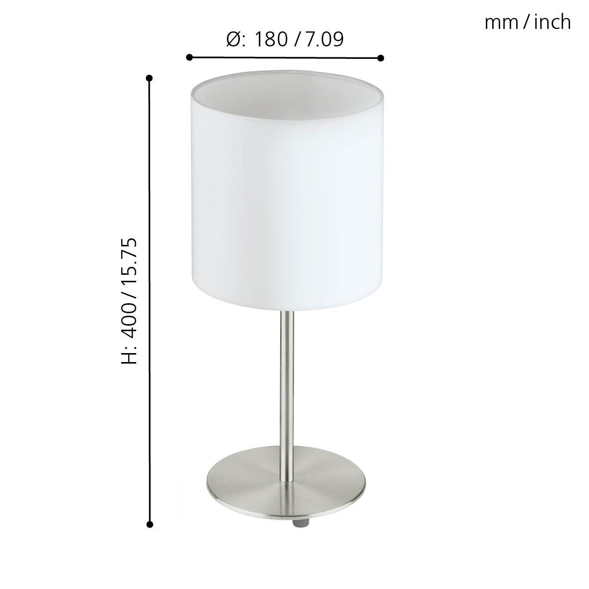 eglo pasteri nickel white fabric table lamp kitchen lighting