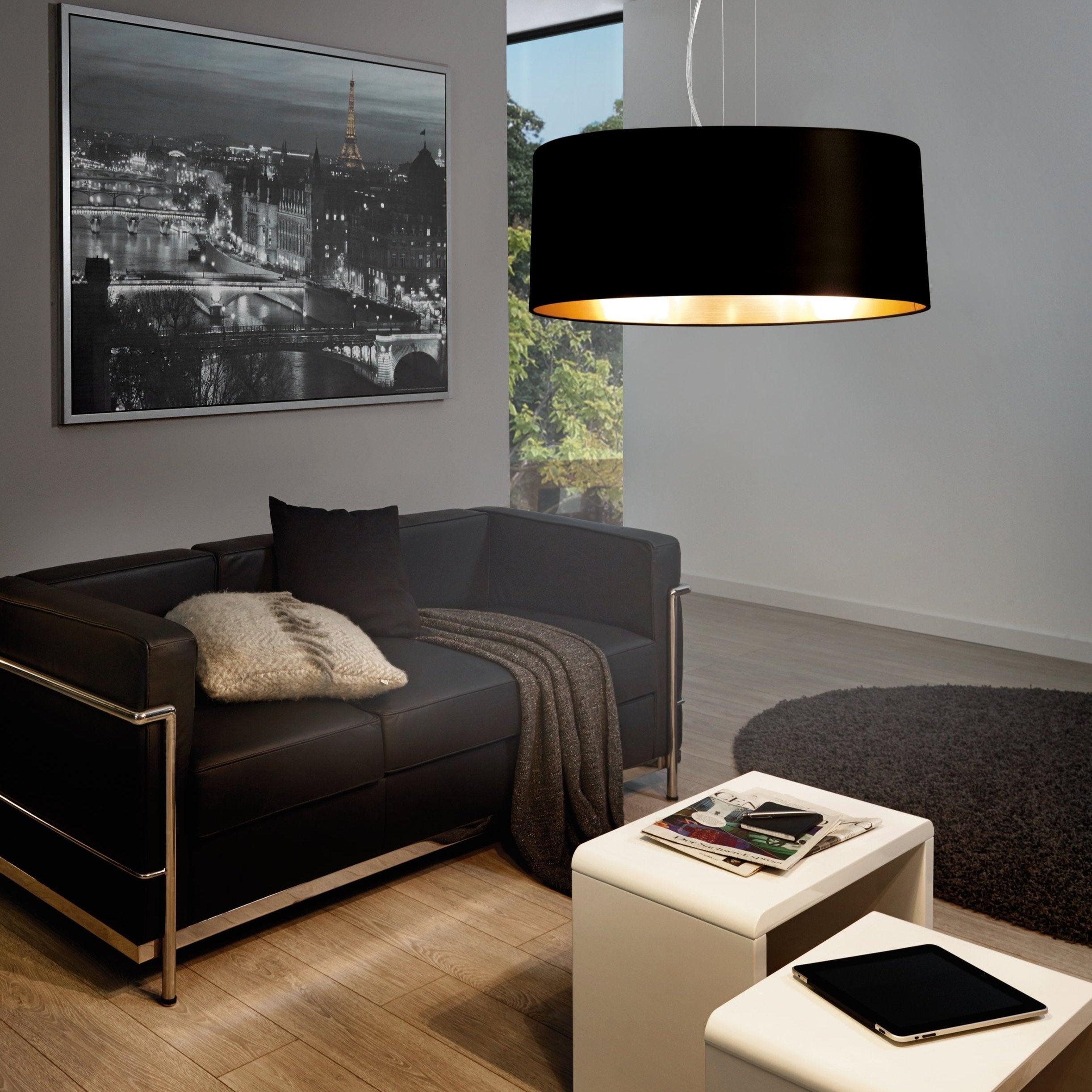 eglo maserlo nickel pendant ceiling light black gold shade
