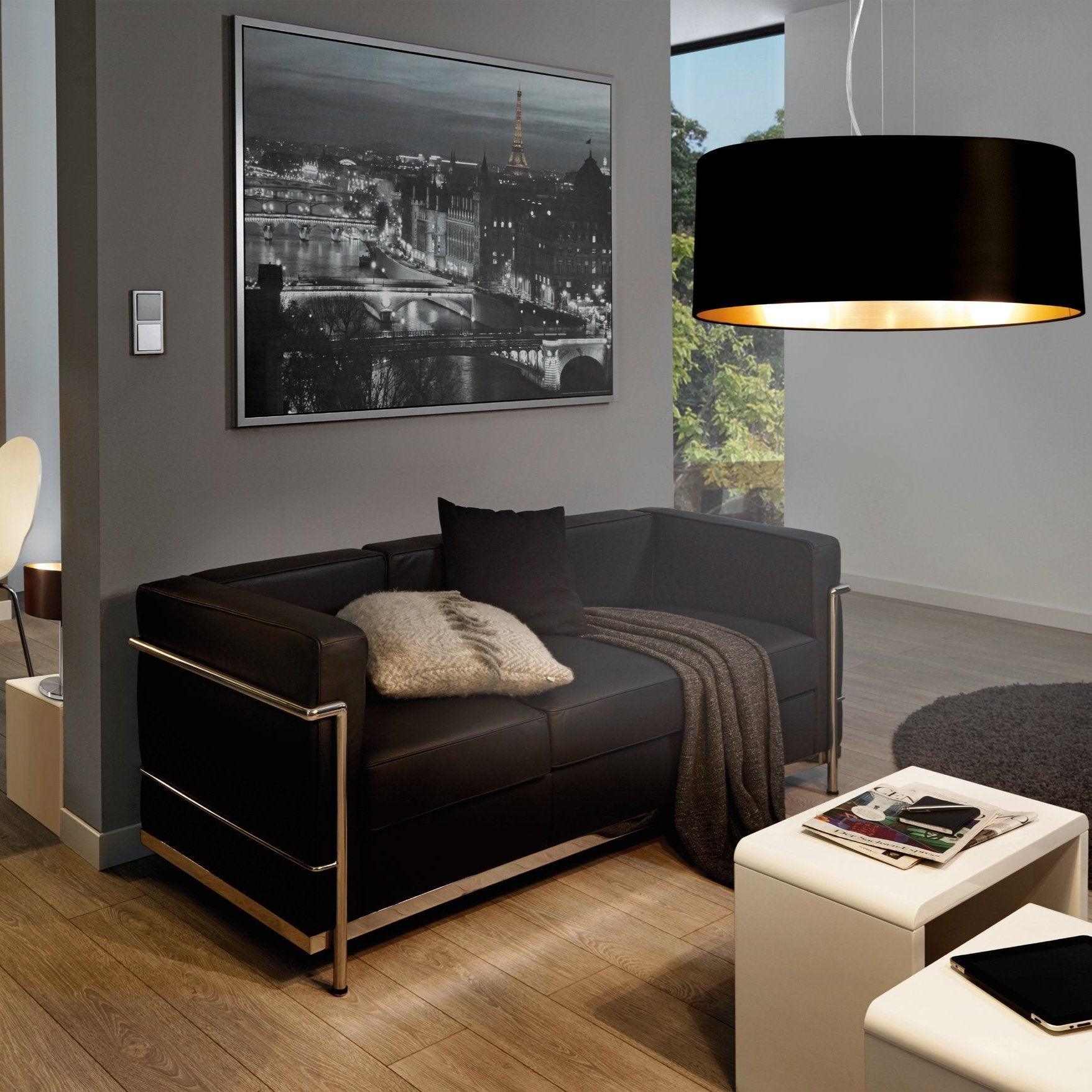 eglo maserlo nickel pendant ceiling light black gold shade living room image