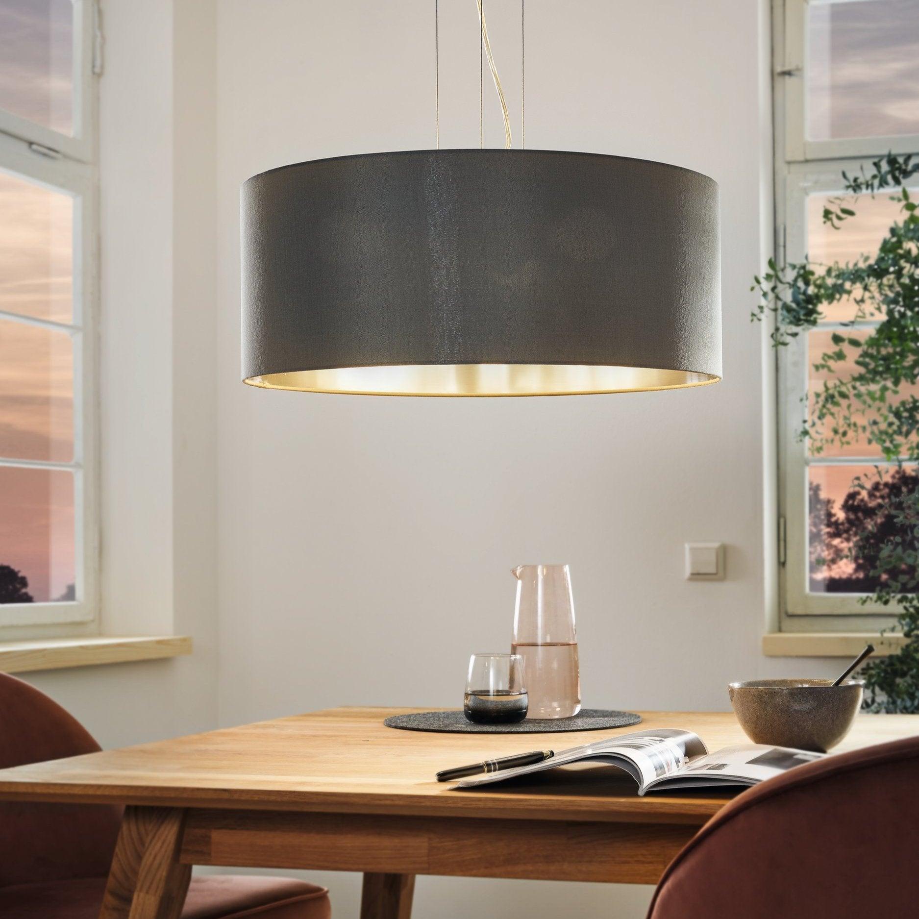 eglo maserlo nickel pendant ceiling light grey silver shade
