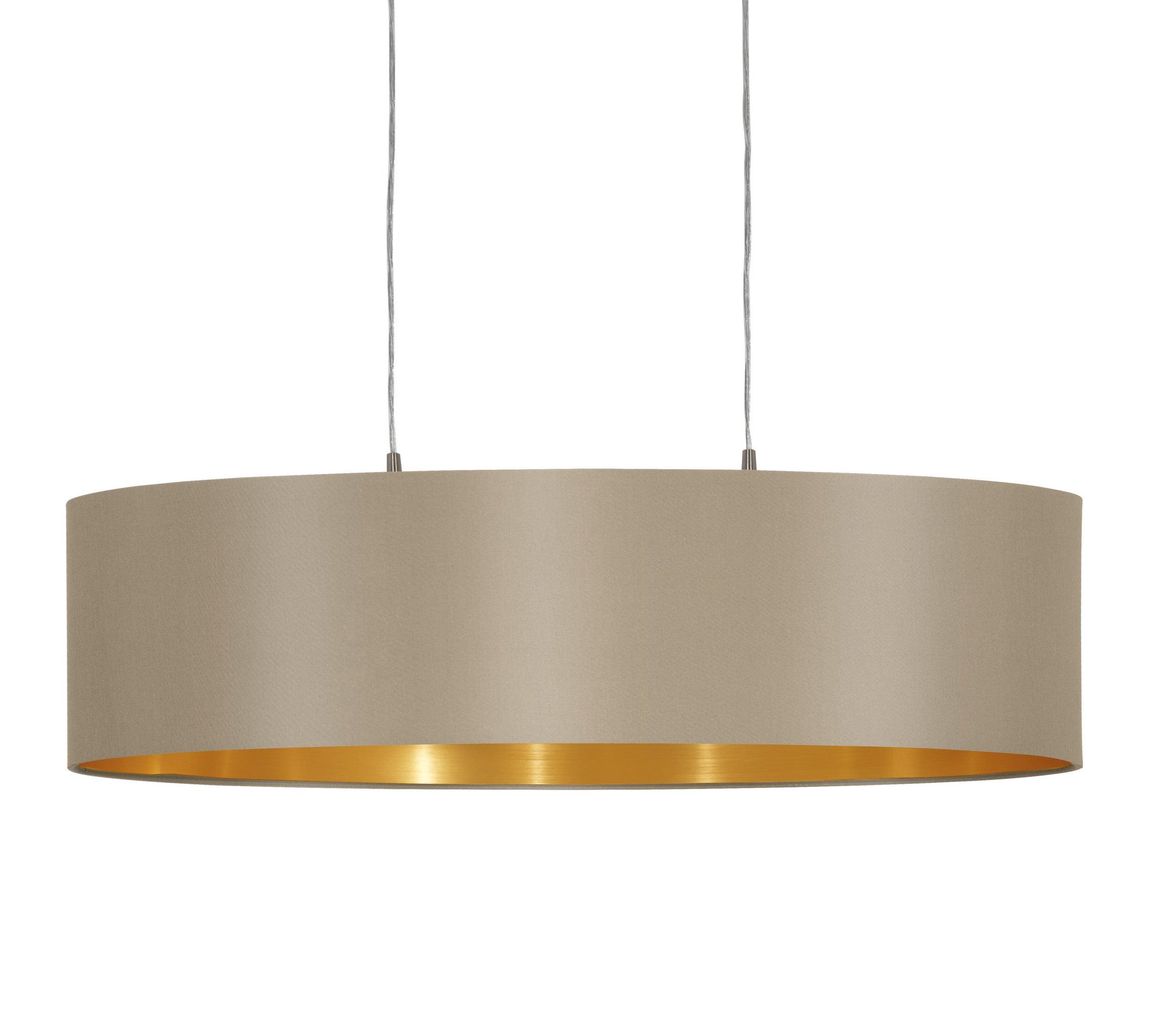 eglo maserlo nickel ceiling pendant oval taupe gold shade kitchen lighting