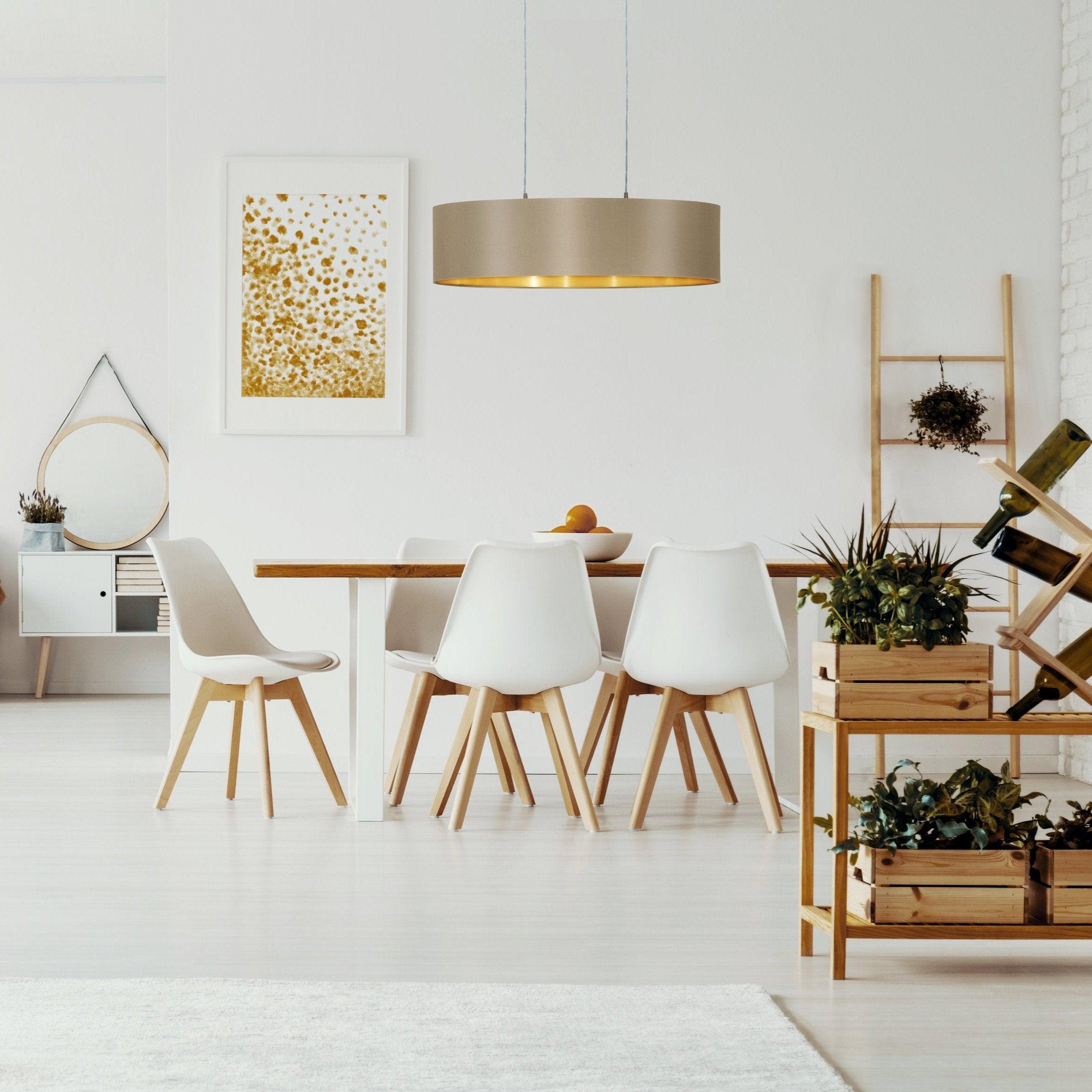eglo maserlo nickel ceiling pendant oval taupe gold shade