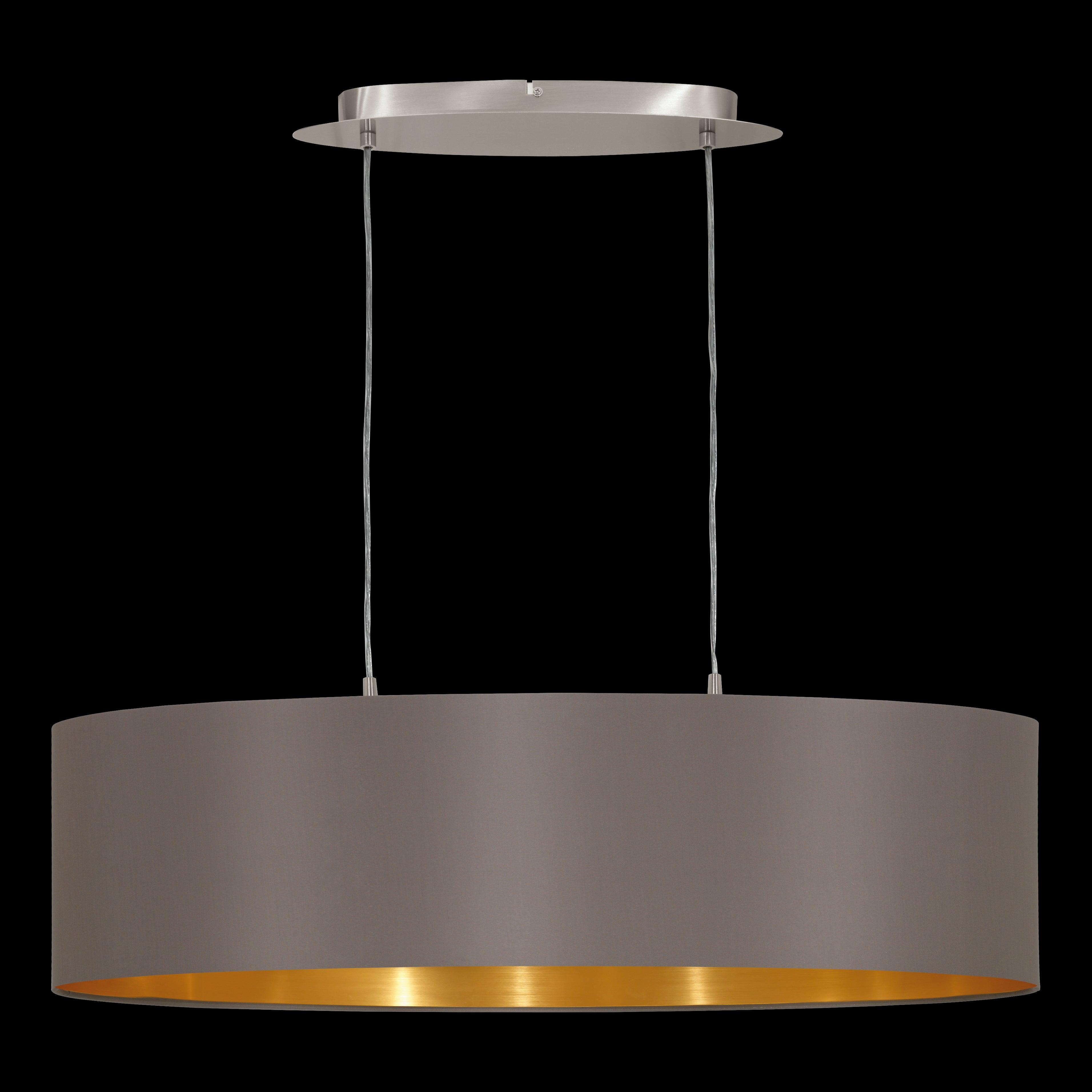 eglo maserlo nickel ceiling pendant oval brown gold shade living room close up