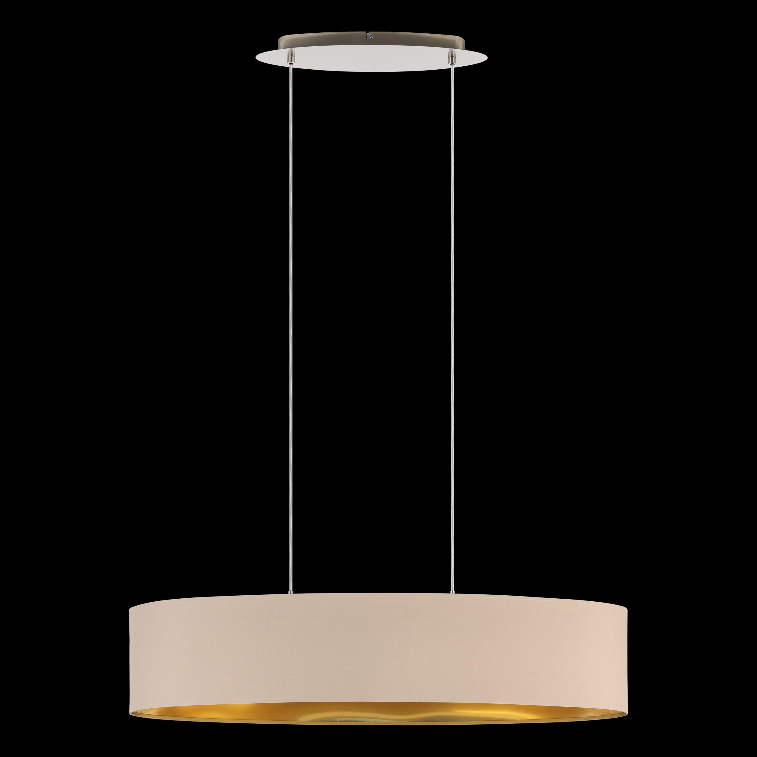 eglo maserlo nickel ceiling pendant oval taupe gold shade 100cm living room image