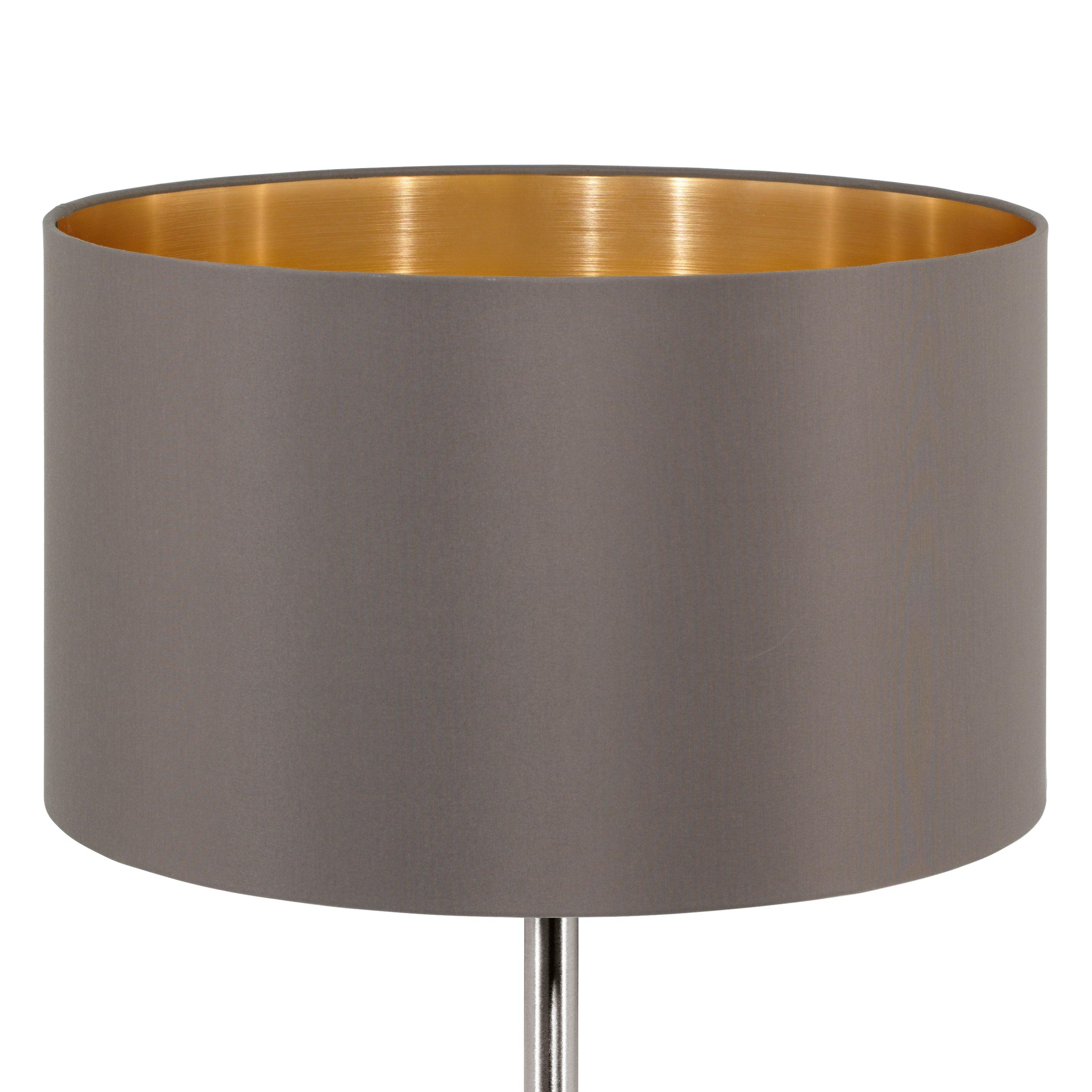 eglo maserlo nickel table lamp with brown gold fabric shade kitchen lighting