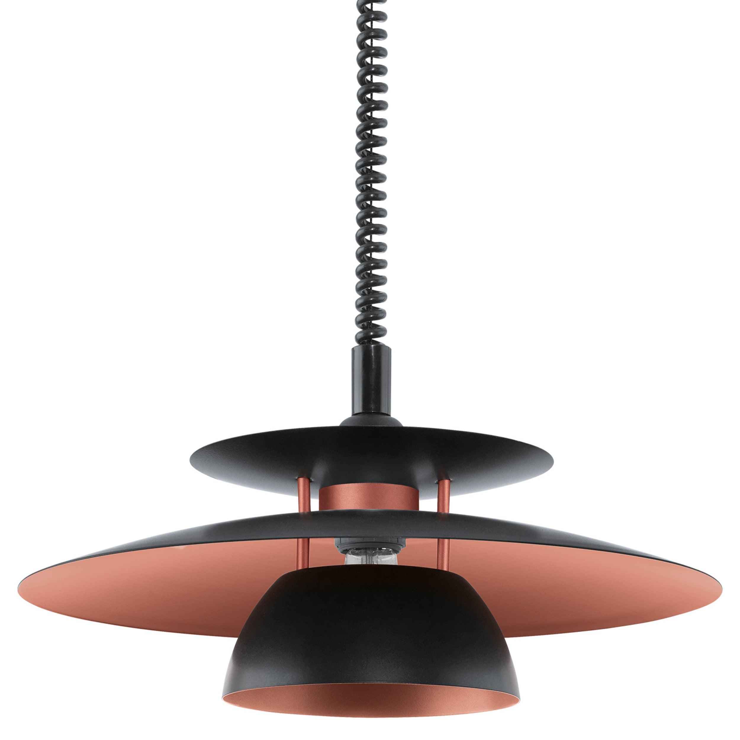 eglo brenda black copper height adjustable ceiling pendant living room image