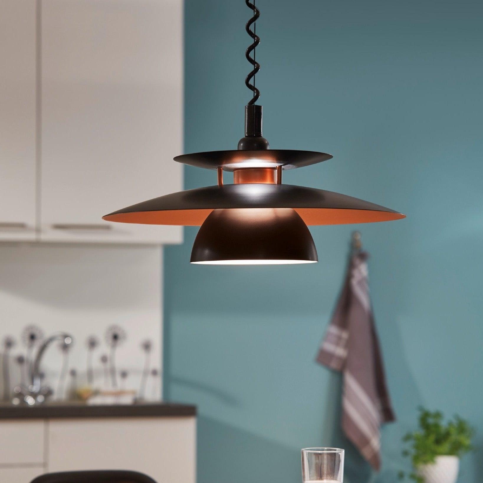 eglo brenda black copper height adjustable ceiling pendant