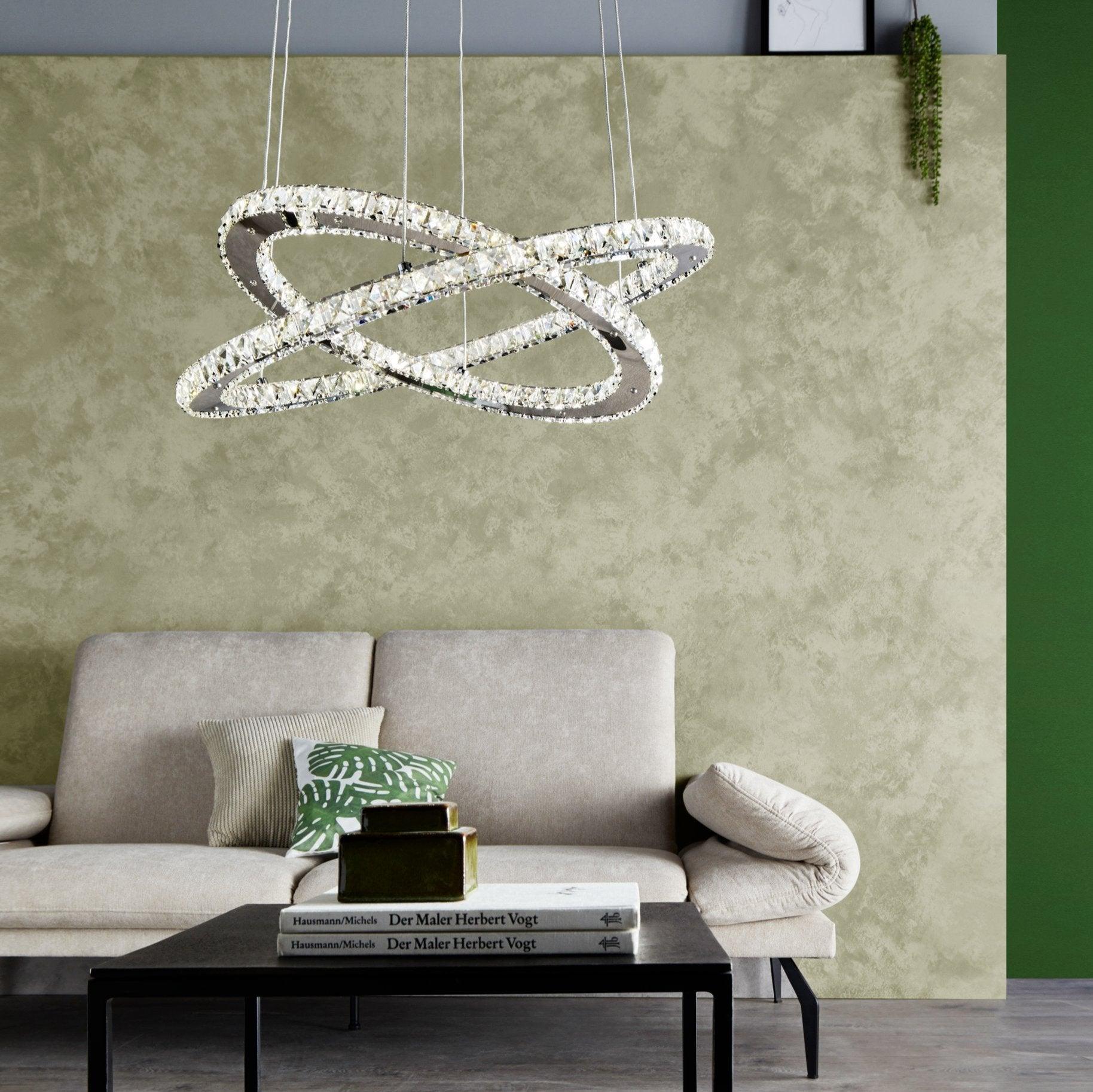 eglo varrazo led chrome glass crystal ceiling pendant