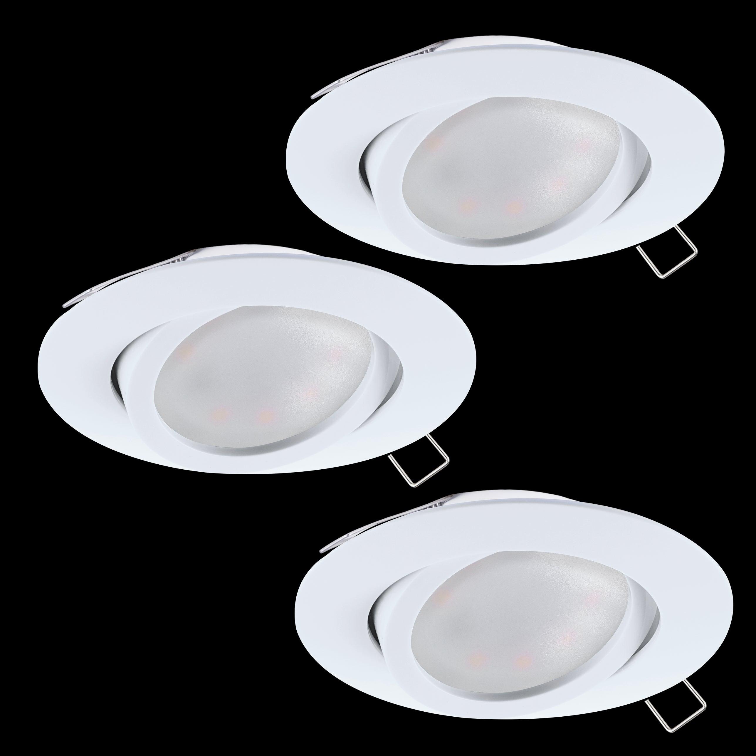 eglo tedo set of 3 white recessed downlights living room image