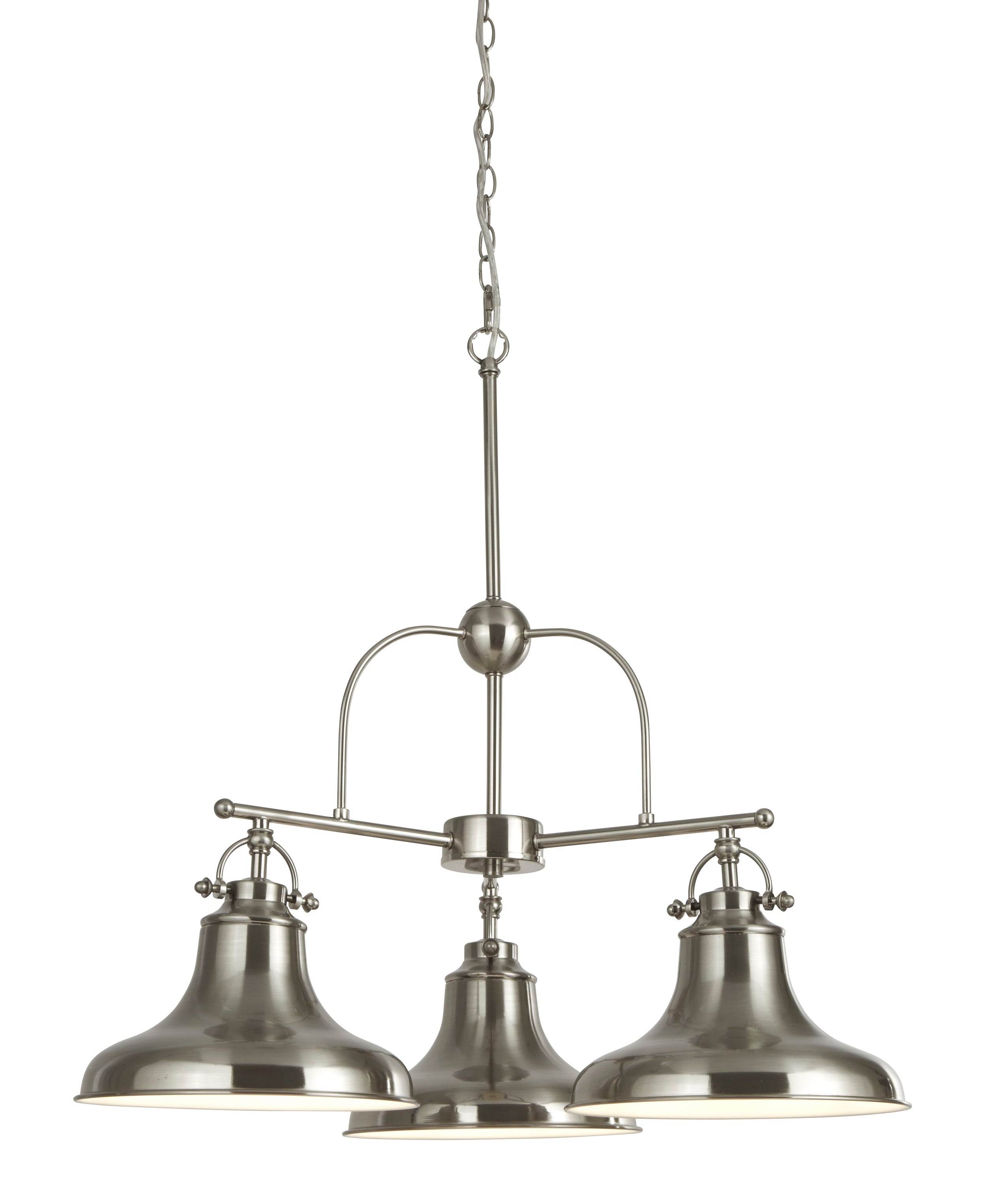 Searchlight Dallas 3 Light Silver Pendant - Satin Silver
