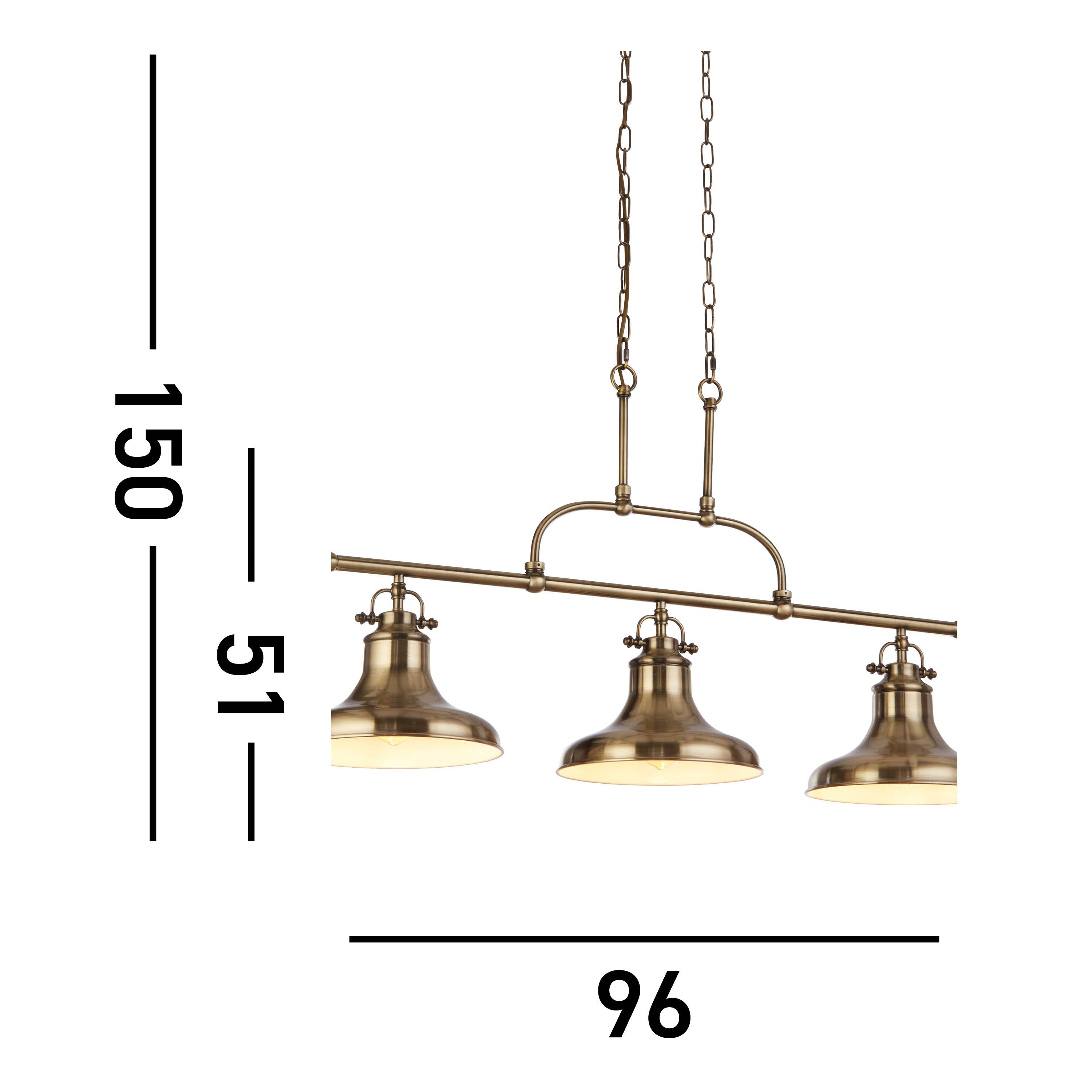 Searchlight Dallas 3 Light Brass Bar Pendant