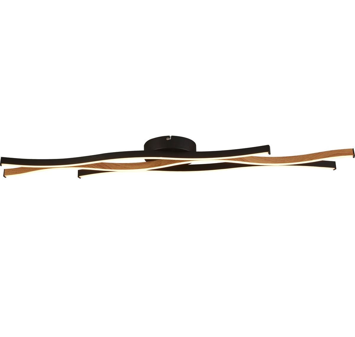 Searchlight Bloom Black Metal & Wood Effect LED Flush-OB-180926