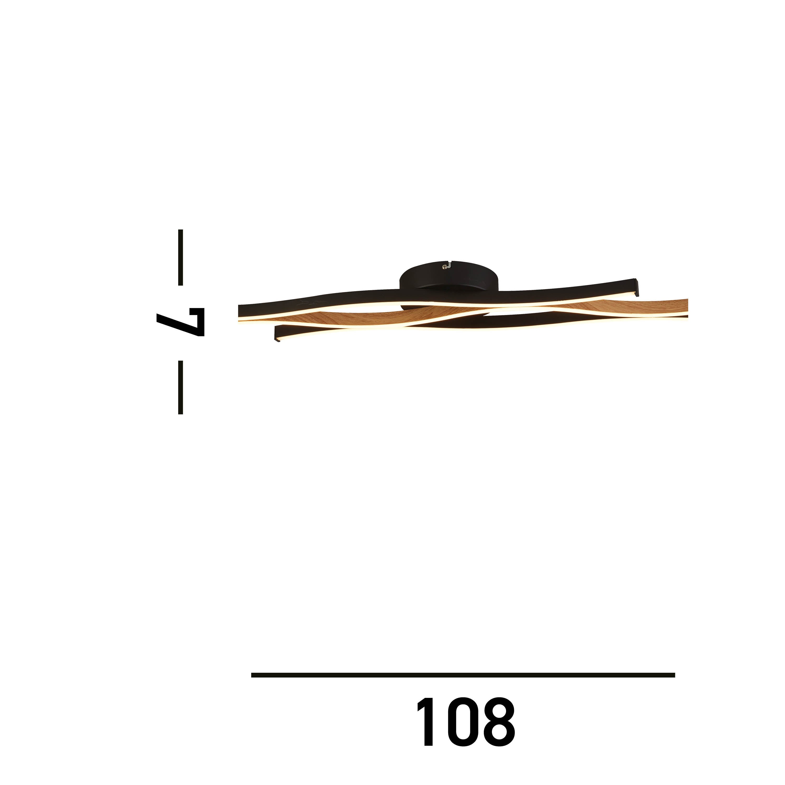 Searchlight Bloom Black Metal & Wood Effect LED Flush